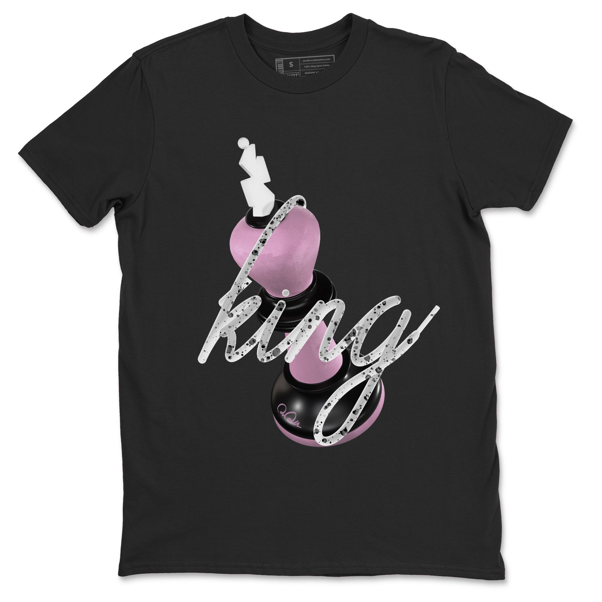 4s Retro Orchid shirts to match jordans 3D King sneaker match tees Air Jordan 4 WMNS Orchid match shoes to clothes Drip Gear Zone unisex cotton Black 2 shirts
