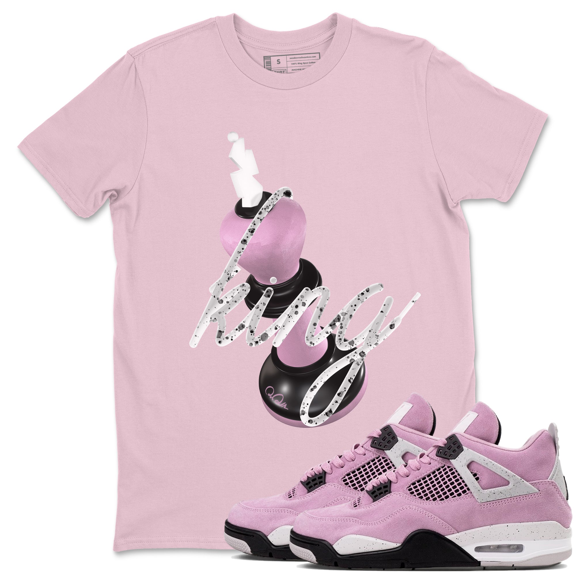 4s Retro Orchid shirts to match jordans 3D King sneaker match tees Air Jordan 4 WMNS Orchid match shoes to clothes Drip Gear Zone unisex cotton Pink 1 shirts