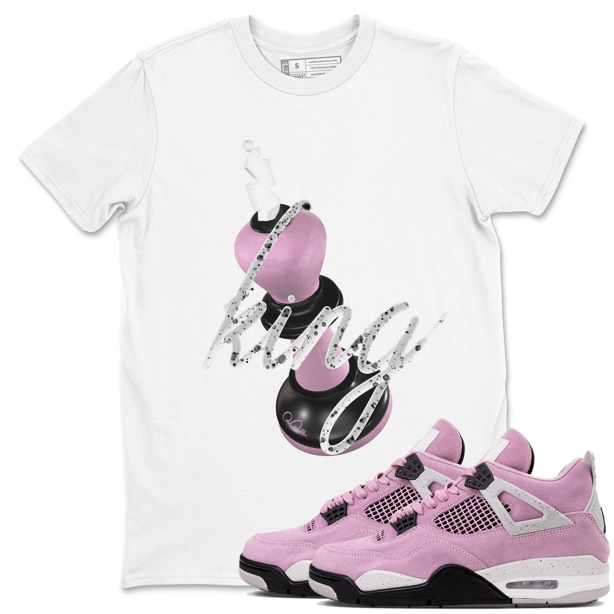 4s Retro Orchid shirts to match jordans 3D King sneaker match tees Air Jordan 4 WMNS Orchid match shoes to clothes Drip Gear Zone unisex cotton White 1 shirts