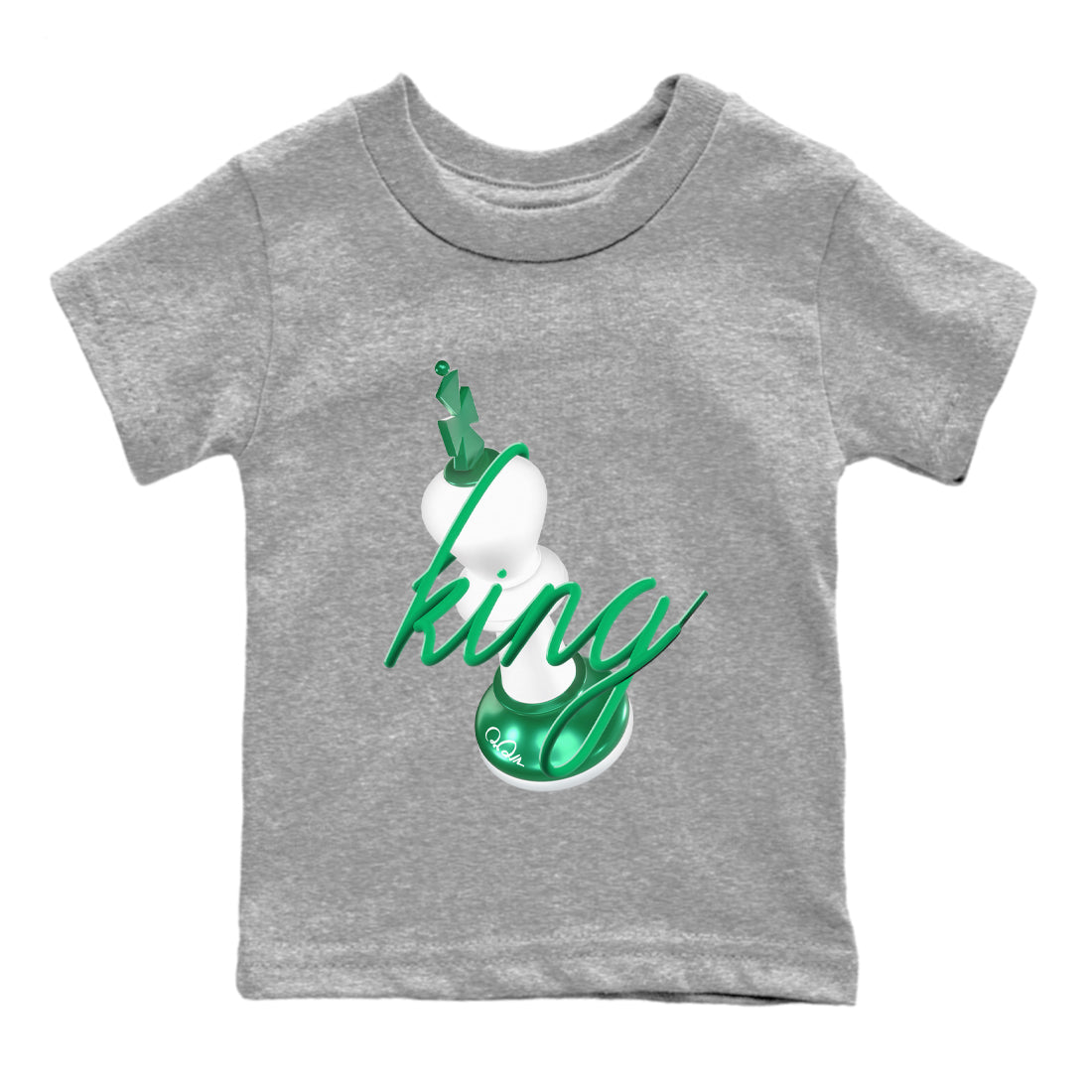 4s Oxidized Green shirts to match jordans 3D King sneaker match tees Air Jordan 4 Oxidized Green Drip Gear Zone streetwear brand Baby and Youth Heather Grey 2 cotton tee