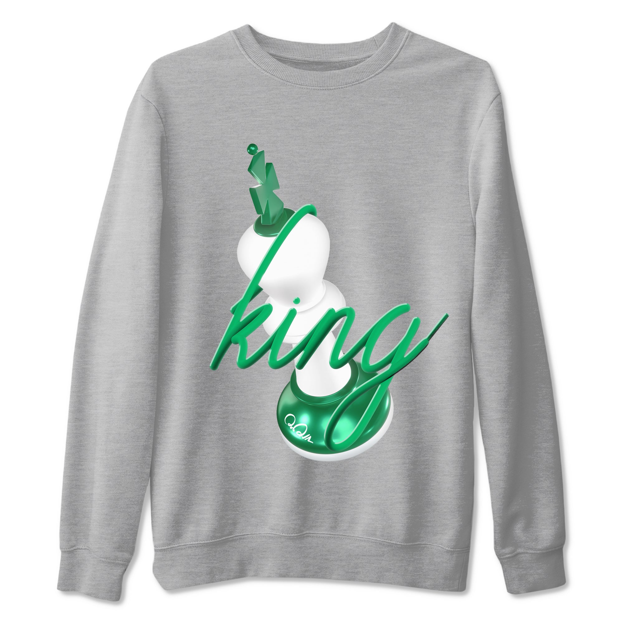 4s Oxidized Green shirts to match jordans 3D King sneaker match tees Air Jordan 4 Oxidized Green Drip Gear Zone streetwear brand Heather Grey 2 unisex cotton tee