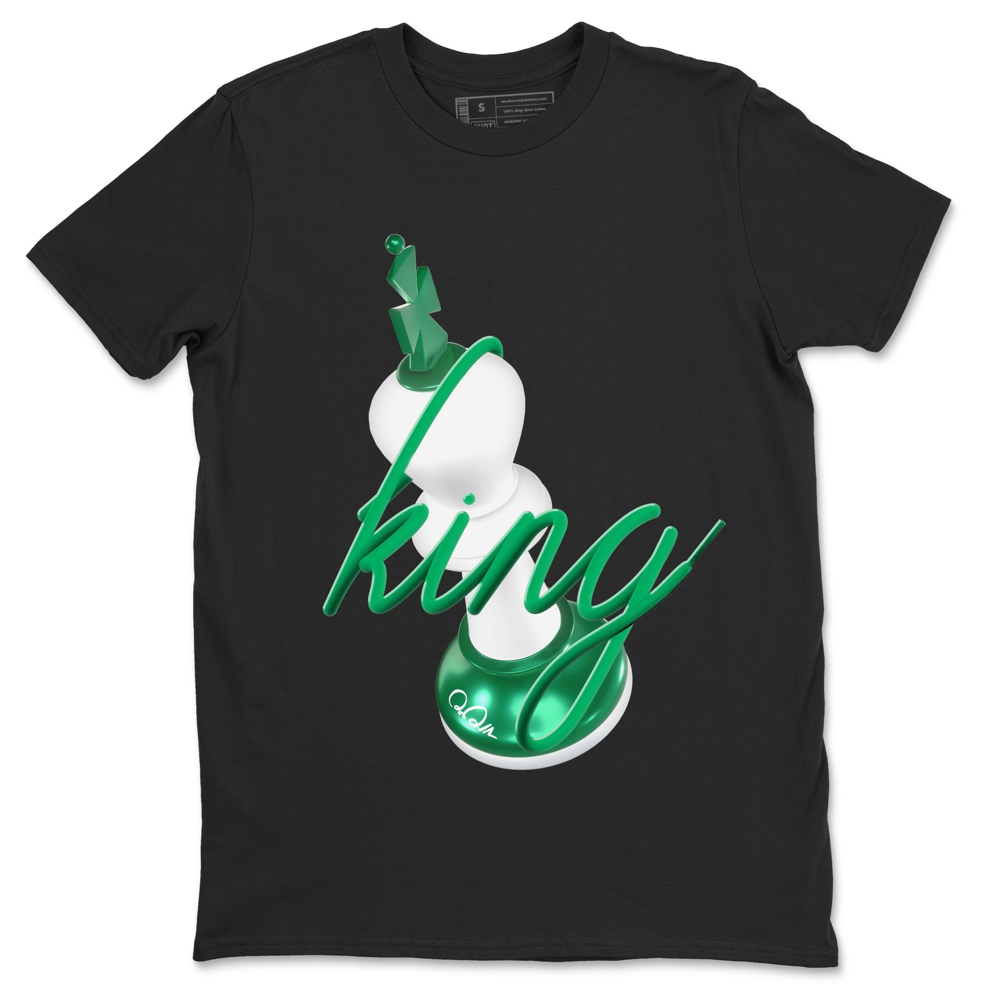 4s Oxidized Green shirts to match jordans 3D King sneaker match tees Air Jordan 4 Oxidized Green Drip Gear Zone streetwear brand Black 2 unisex cotton tee