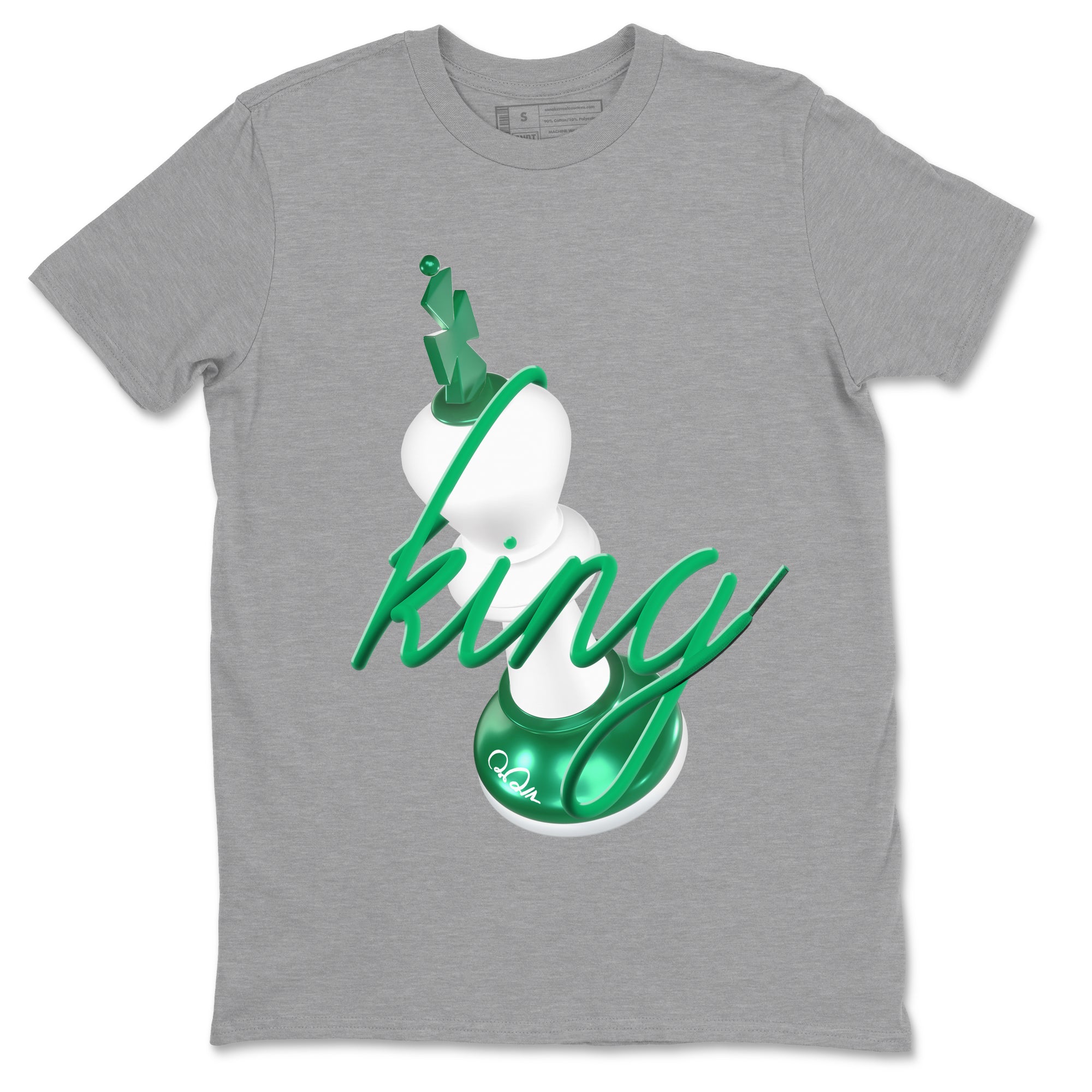 4s Oxidized Green shirts to match jordans 3D King sneaker match tees Air Jordan 4 Oxidized Green Drip Gear Zone streetwear brand Heather Grey 2 unisex cotton tee