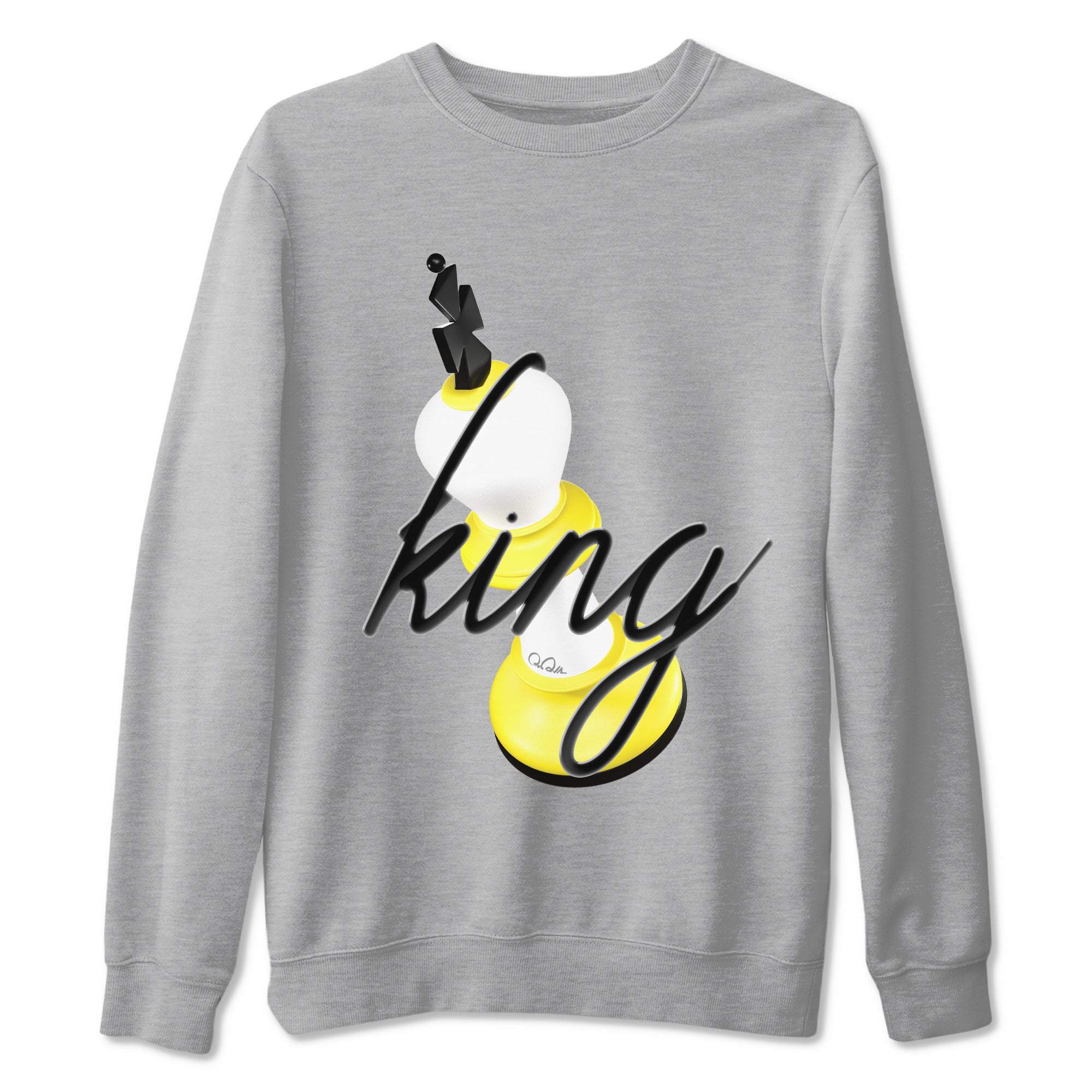 AJ4 Vivid Sulfur shirt to match jordans 3D King sneaker tees Air Jordan 4 Vivid Sulfur Drip Gear Zone unisex cotton Heather Grey 2 crew neck shirt