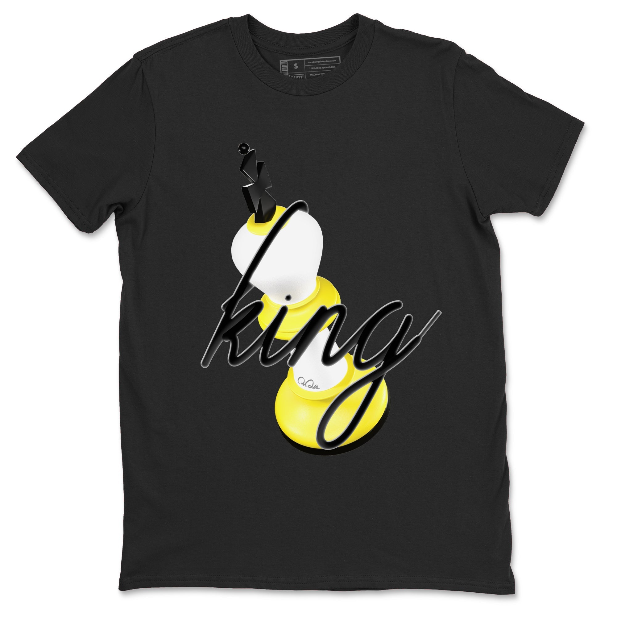 AJ4 Vivid Sulfur shirt to match jordans 3D King sneaker tees Air Jordan 4 Vivid Sulfur Drip Gear Zone unisex cotton Black 2 crew neck shirt