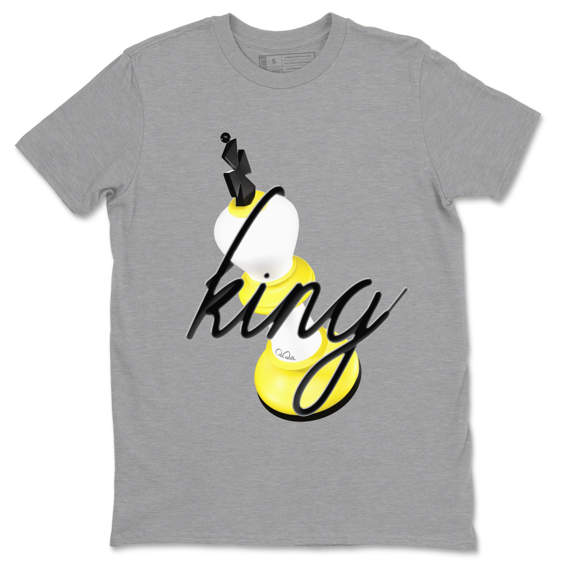 AJ4 Vivid Sulfur shirt to match jordans 3D King sneaker tees Air Jordan 4 Vivid Sulfur Drip Gear Zone unisex cotton Heather Grey 2 crew neck shirt