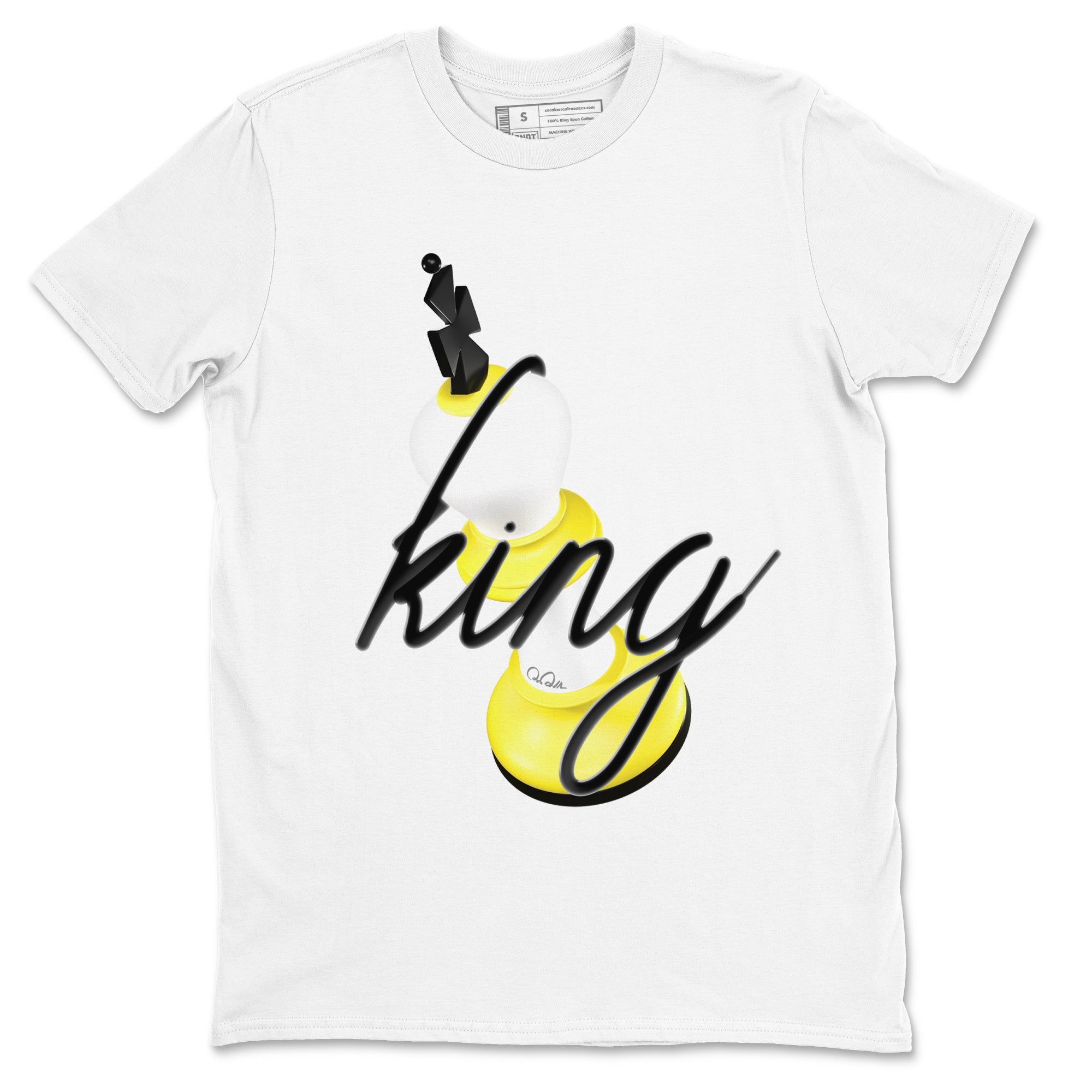 AJ4 Vivid Sulfur shirt to match jordans 3D King sneaker tees Air Jordan 4 Vivid Sulfur Drip Gear Zone unisex cotton White 2 crew neck shirt