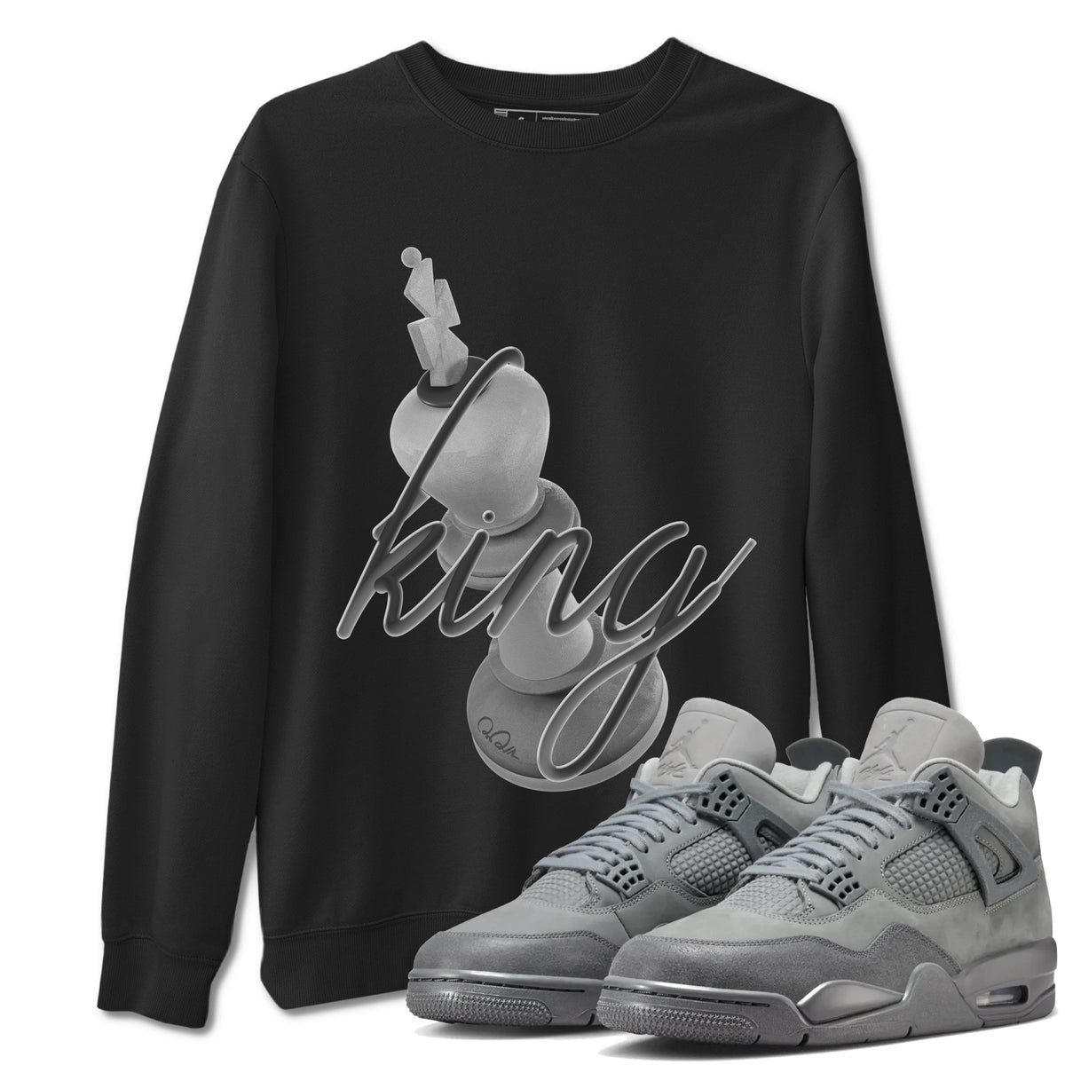 4s Wet Cement shirts to match jordans 3D King sneaker match tees Air Jordan 4 SE Wet Cement Drip Gear Zone unisex cotton Black 1 crew neck shirts