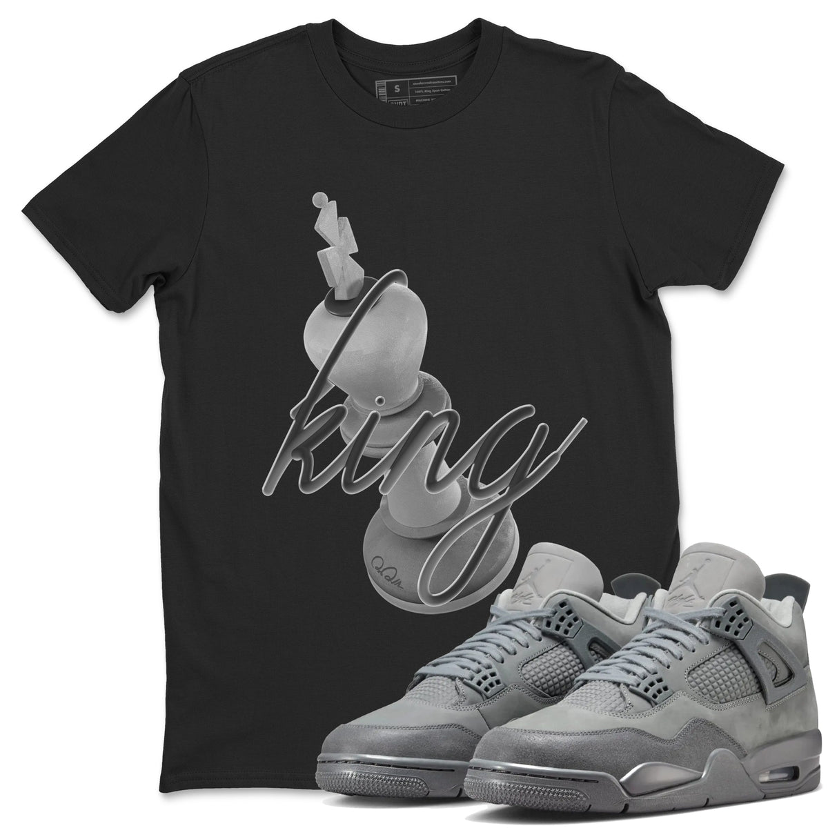 4s Wet Cement shirts to match jordans 3D King sneaker match tees Air Jordan 4 SE Wet Cement Drip Gear Zone unisex cotton Black 1 crew neck shirts