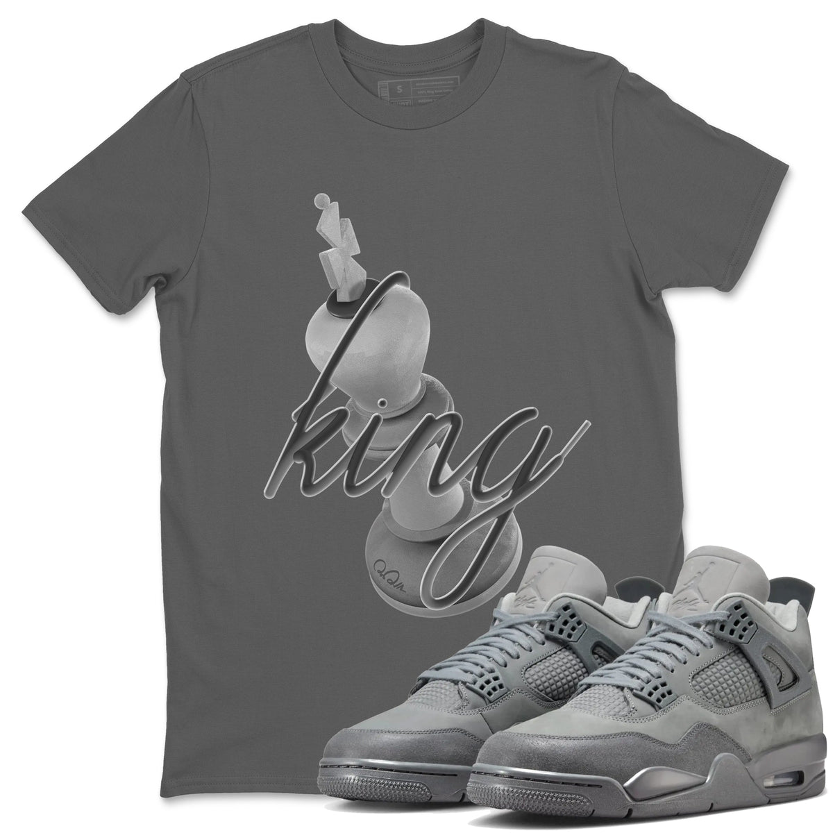 4s Wet Cement shirts to match jordans 3D King sneaker match tees Air Jordan 4 SE Wet Cement Drip Gear Zone unisex cotton Cool Grey 1 crew neck shirts