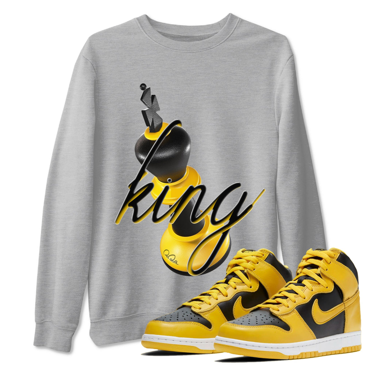 Dunk High Wu Tang shirts to match jordans 3D King sneaker match tees Dunk High Wu Tang match shoes to clothes Drip Gear Zone unisex cotton Heather Grey 1 shirts