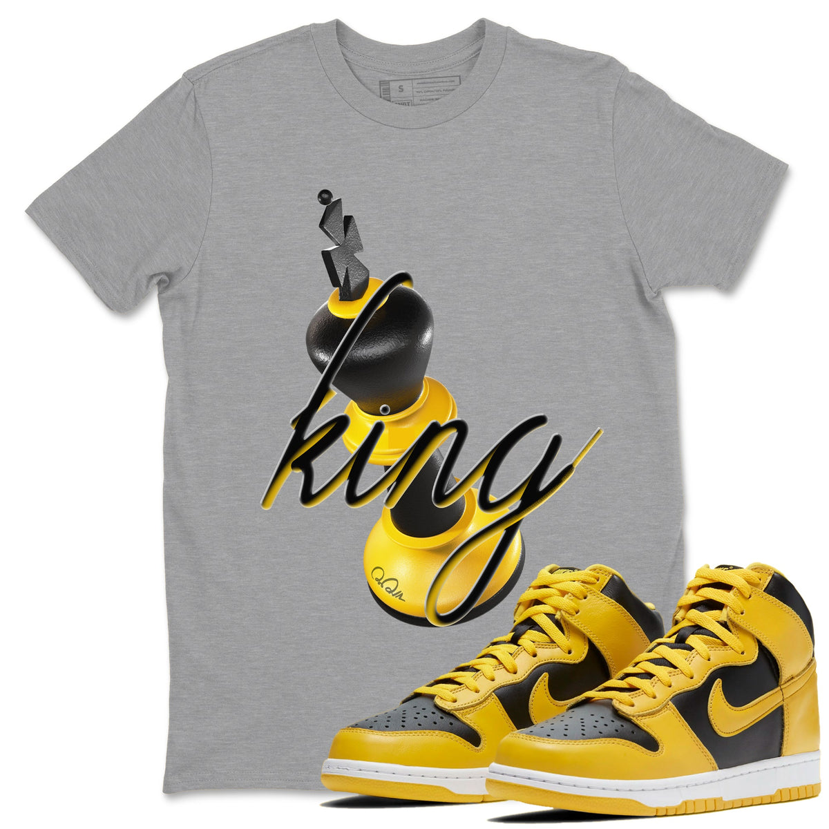 Dunk High Wu Tang shirts to match jordans 3D King sneaker match tees Dunk High Wu Tang match shoes to clothes Drip Gear Zone unisex cotton Heather Grey 1 shirts