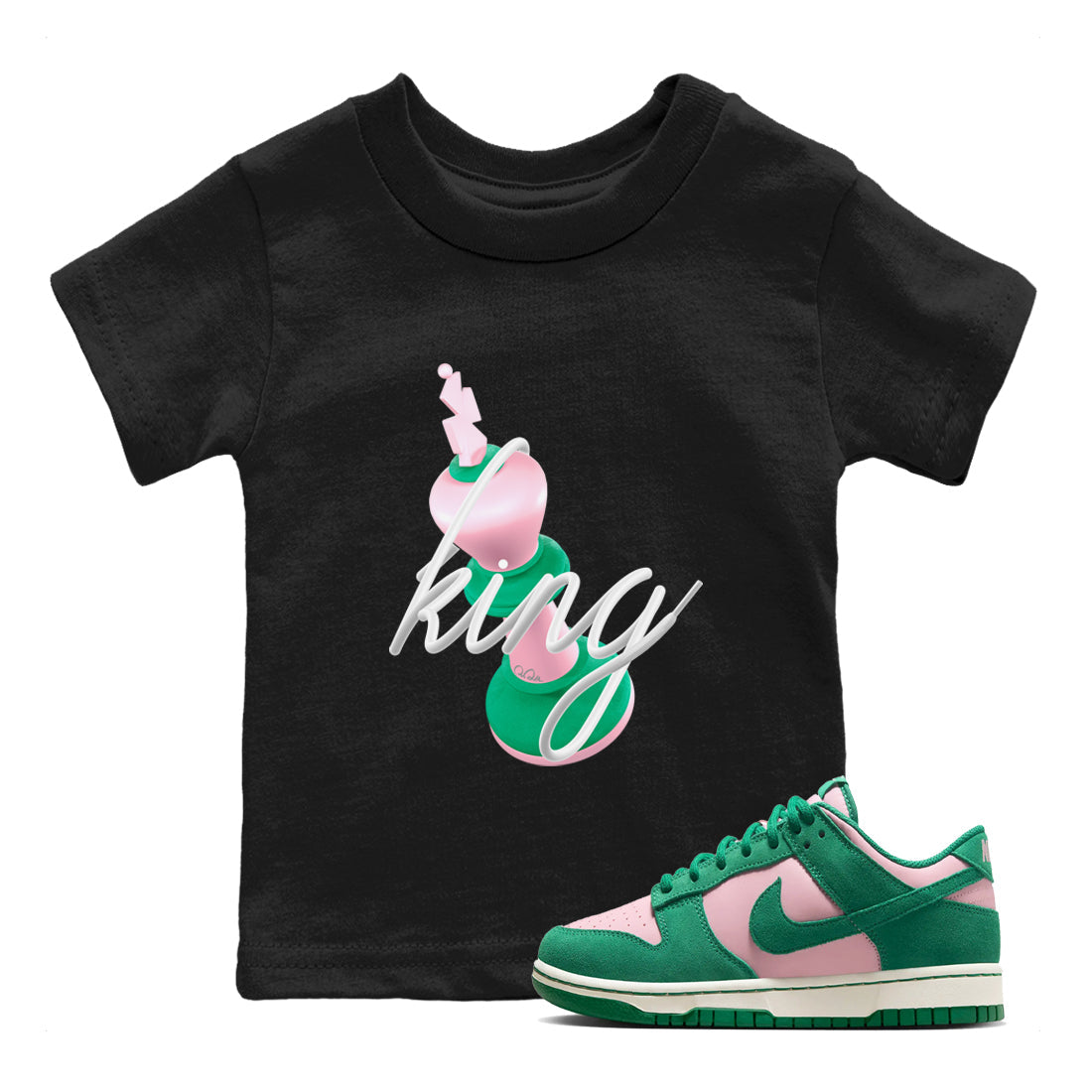 Dunk Low Medium Soft Pink Malachite shirt to match jordans 3D King sneaker tees Dunk Retro SE Medium Soft Pink Malachite Drip Gear Zone baby toddler Black 1 cotton Shirt