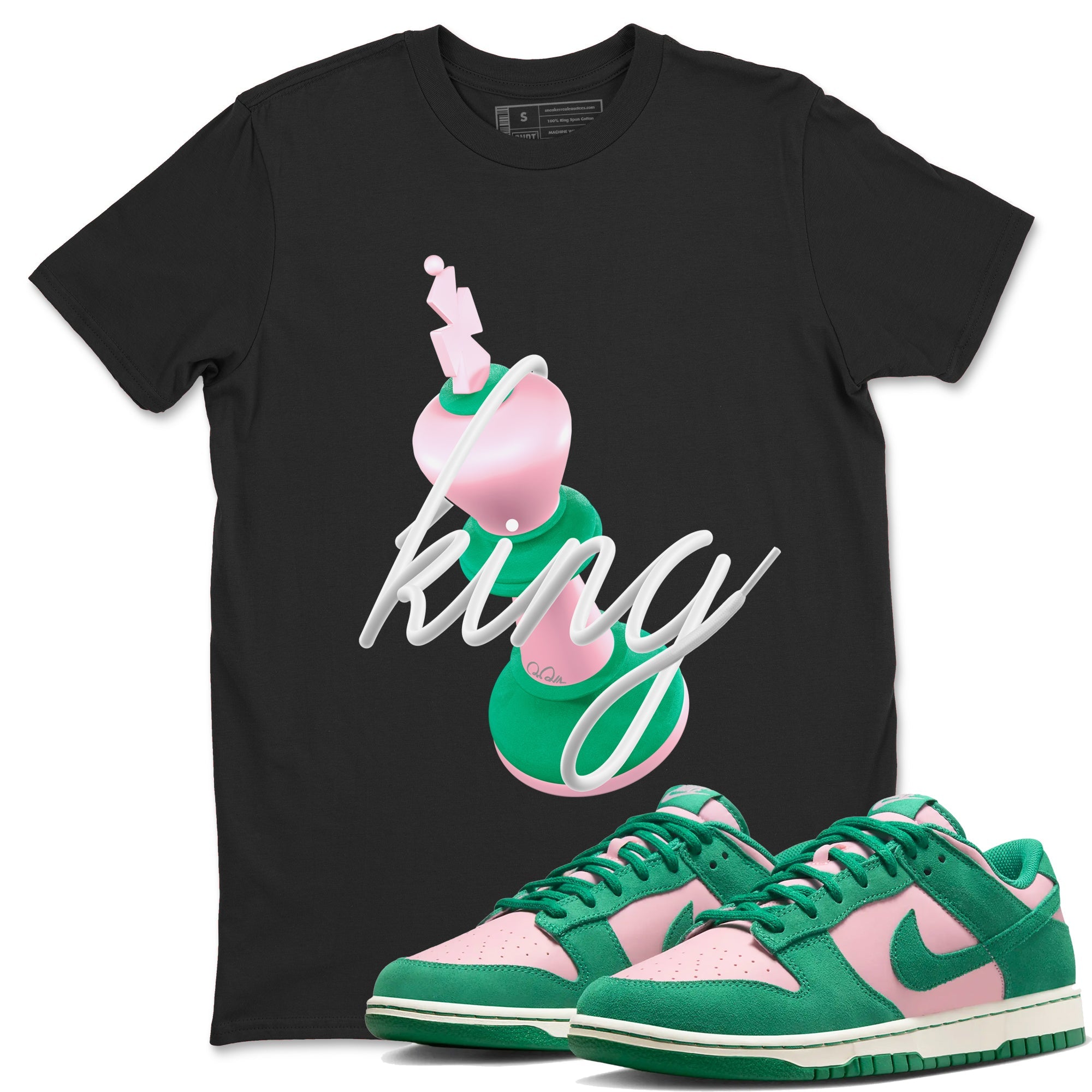 Dunk Low Medium Soft Pink Malachite shirt to match jordans 3D King sneaker tees Dunk Retro SE Medium Soft Pink Malachite Drip Gear Zone unisex cotton Black 1 crew neck shirt