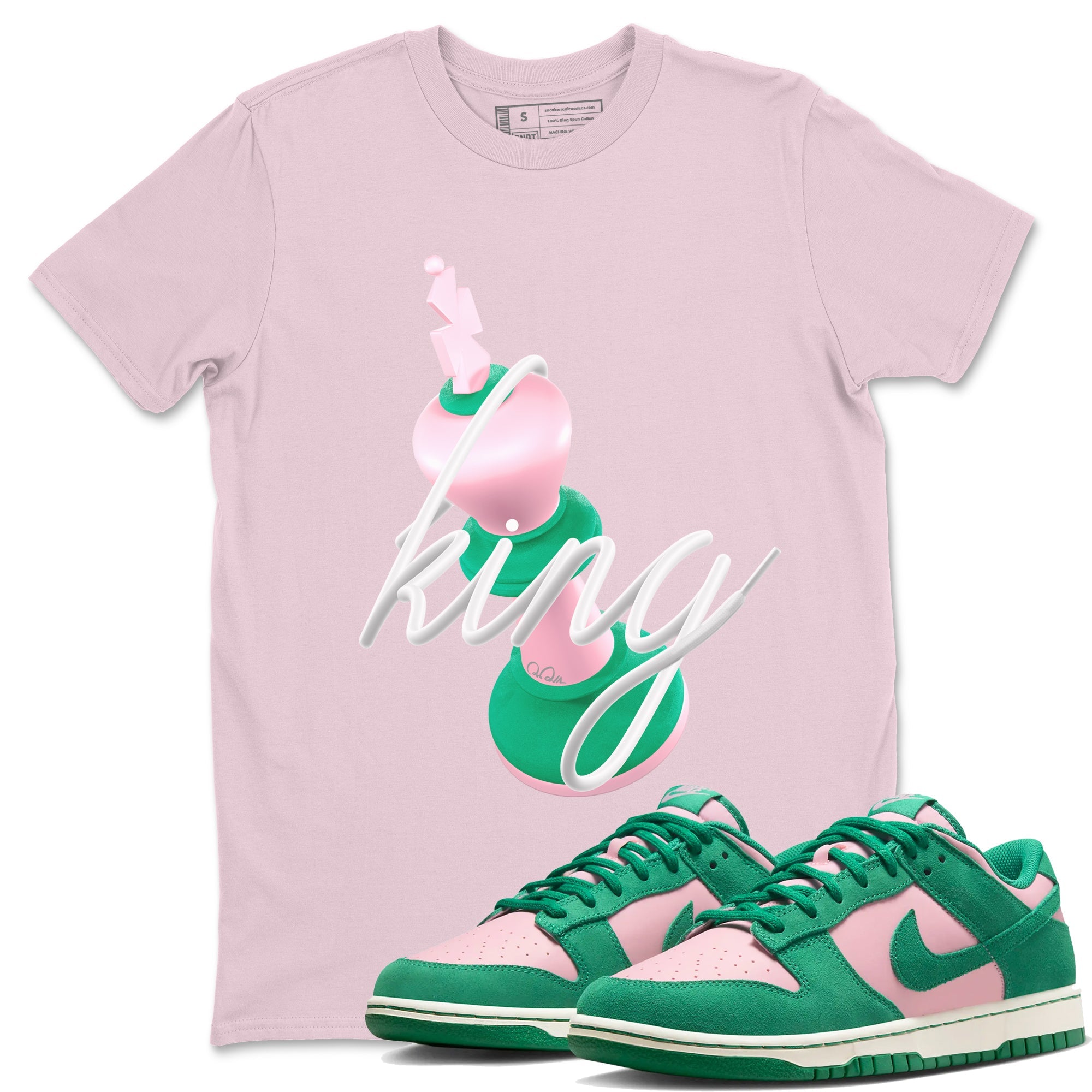Dunk Low Medium Soft Pink Malachite shirt to match jordans 3D King sneaker tees Dunk Retro SE Medium Soft Pink Malachite Drip Gear Zone unisex cotton Pink 1 crew neck shirt