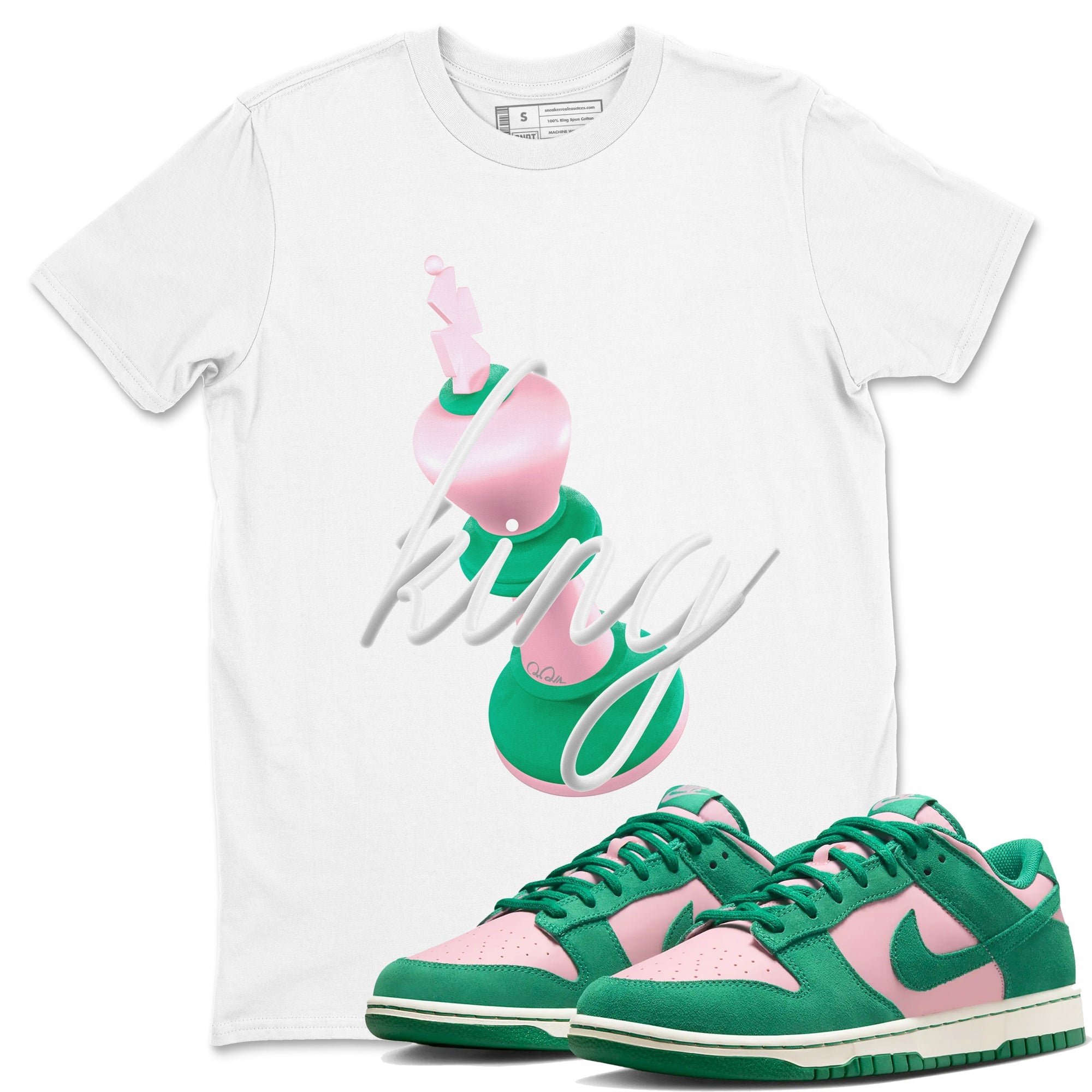 Dunk Low Medium Soft Pink Malachite shirt to match jordans 3D King sneaker tees Dunk Retro SE Medium Soft Pink Malachite Drip Gear Zone unisex cotton White 1 crew neck shirt