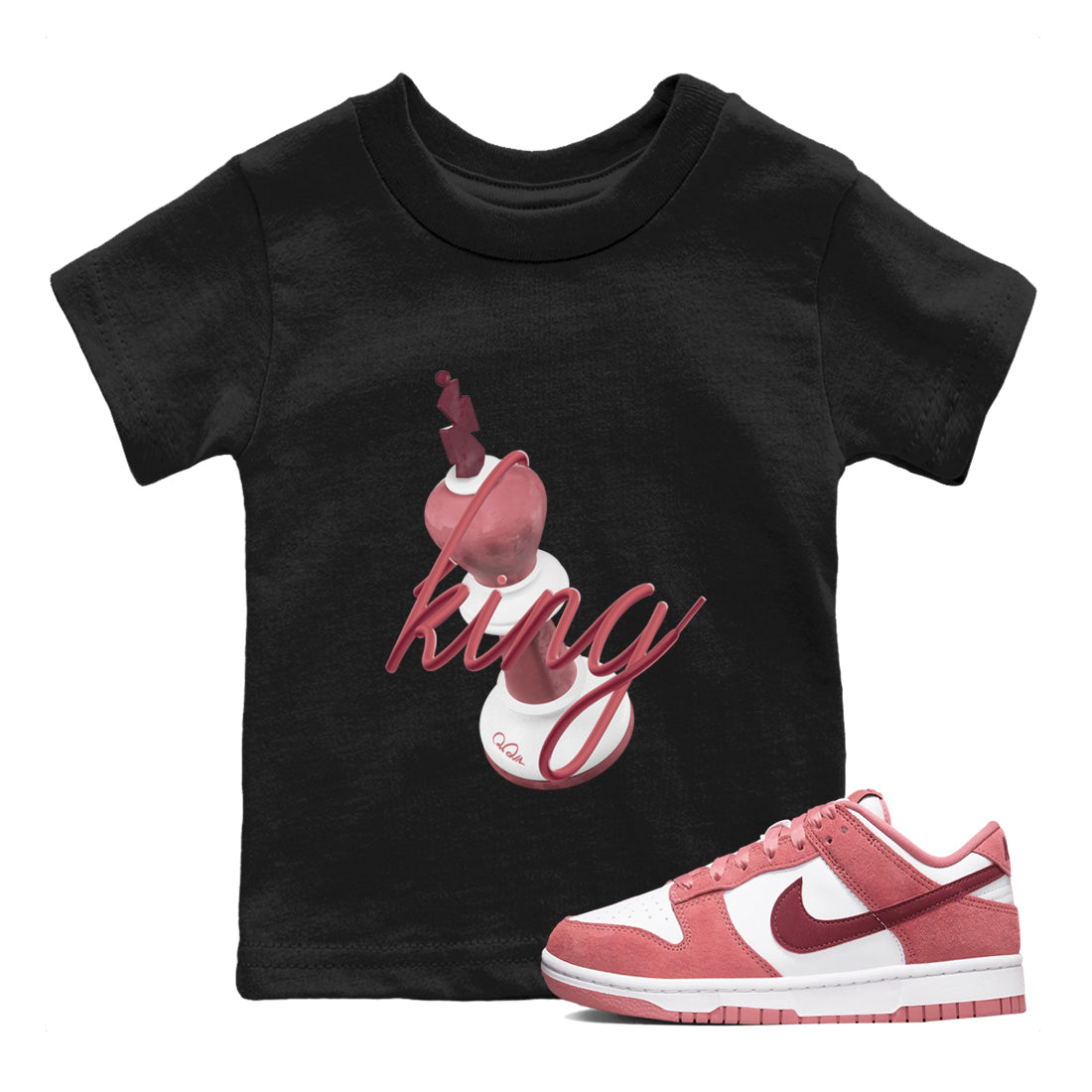 Dunk Valentines Day 2024 shirt to match jordans 3D King sneaker tees Dunk Happy Valentines Day 2024 Drip Gear Zone Baby Toddler Black 1 T-Shirt