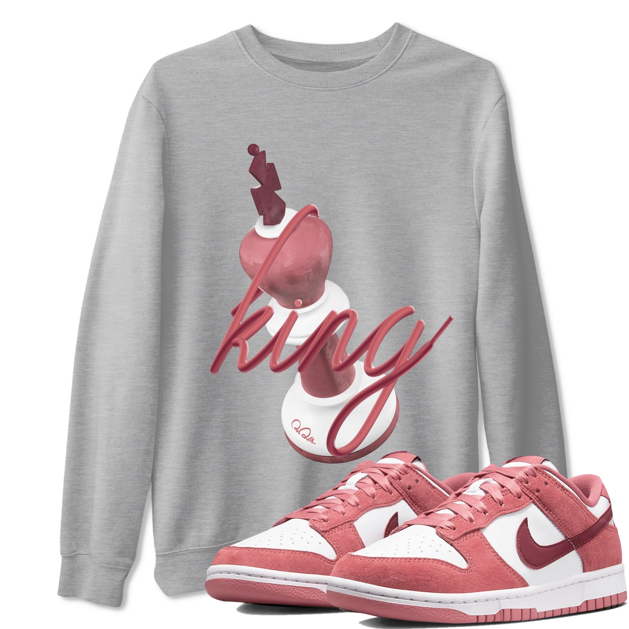 Dunk Valentines Day 2024 shirt to match jordans 3D King sneaker tees Dunk Happy Valentines Day 2024 Drip Gear Zone Unisex Heather Grey 1 T-Shirt