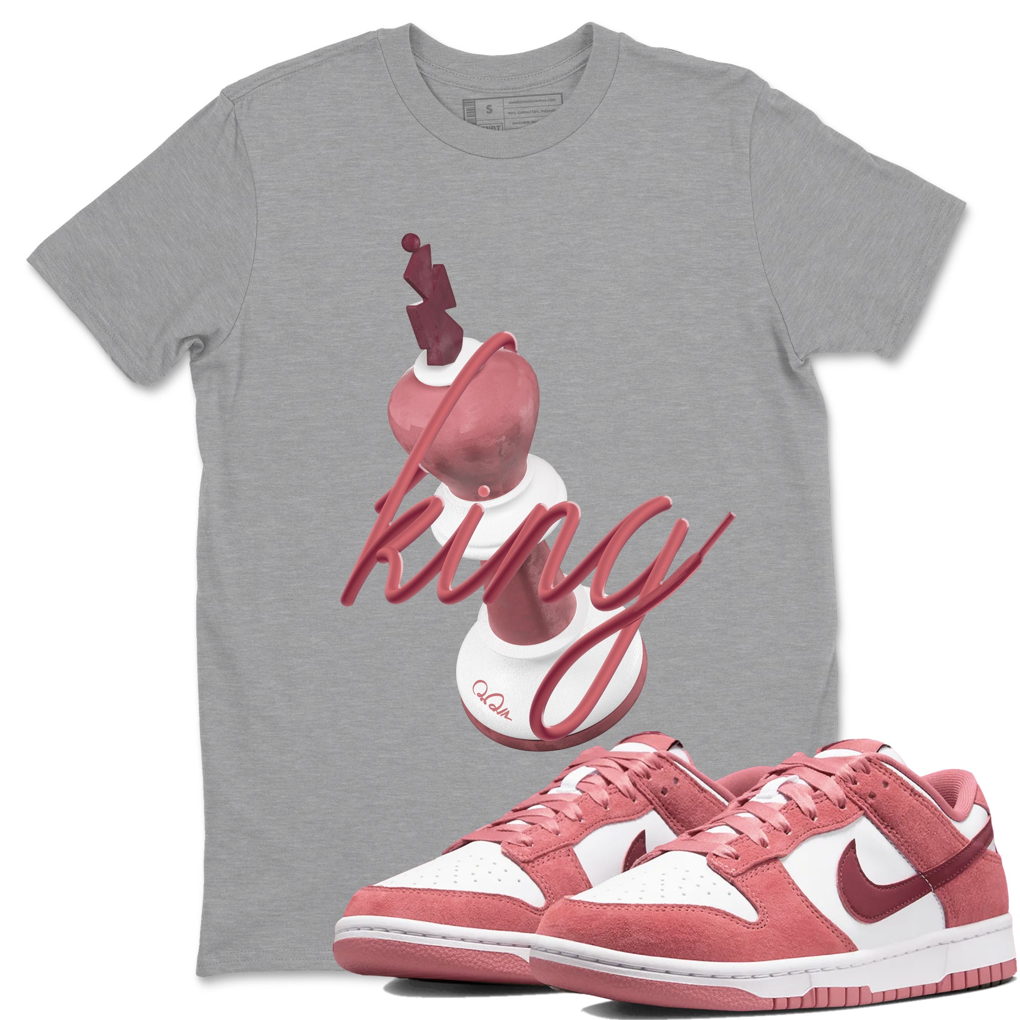 Dunk Valentines Day 2024 shirt to match jordans 3D King sneaker tees Dunk Happy Valentines Day 2024 Drip Gear Zone Unisex Heather Grey 1 T-Shirt