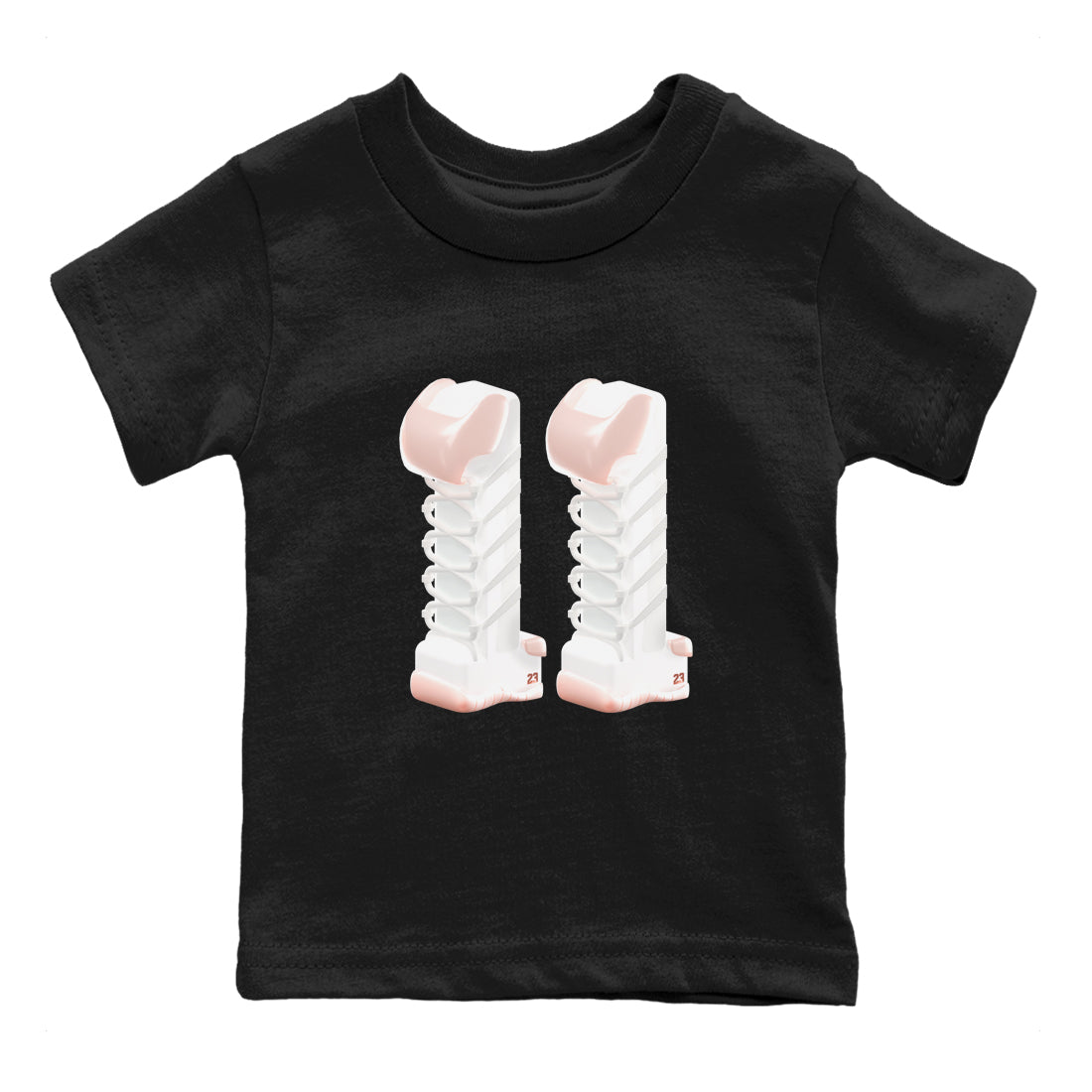 11s Legend Pink shirts to match jordans 3D Number 11 sneaker match tees Air Jordan 11 Legend Pink Drip Gear Zone streetwear brand Baby and Youth Black 2 cotton tee