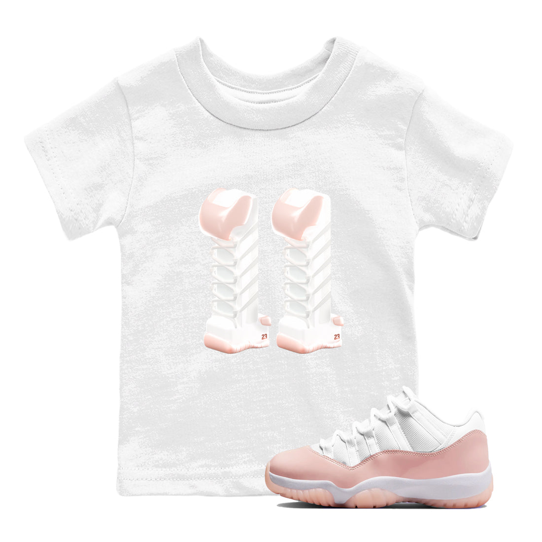 11s Legend Pink shirts to match jordans 3D Number 11 sneaker match tees Air Jordan 11 Legend Pink Drip Gear Zone streetwear brand Baby and Youth White 1 cotton tee