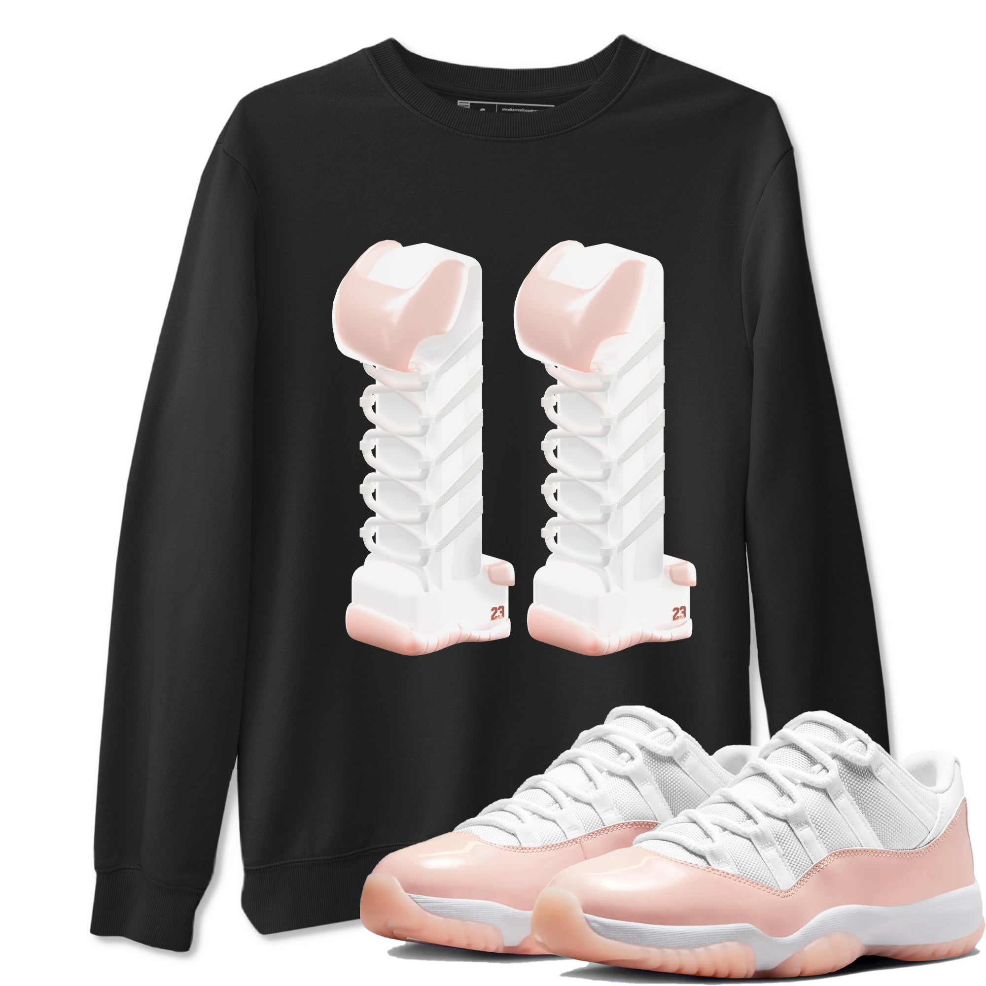 11s Legend Pink shirts to match jordans 3D Number 11 sneaker match tees Air Jordan 11 Legend Pink Drip Gear Zone streetwear brand Black 1 unisex cotton tee