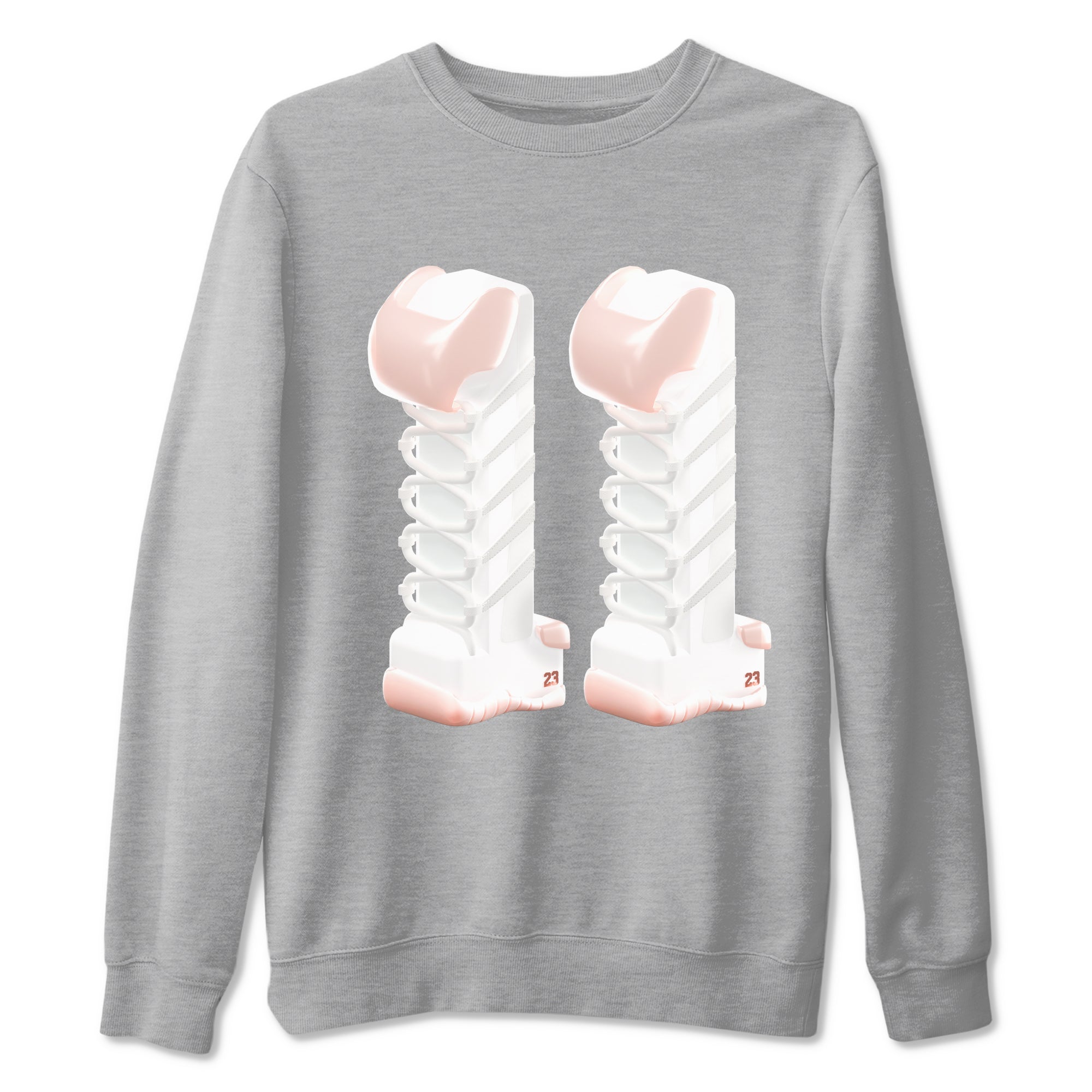 11s Legend Pink shirts to match jordans 3D Number 11 sneaker match tees Air Jordan 11 Legend Pink Drip Gear Zone streetwear brand Heather Grey 2 unisex cotton tee