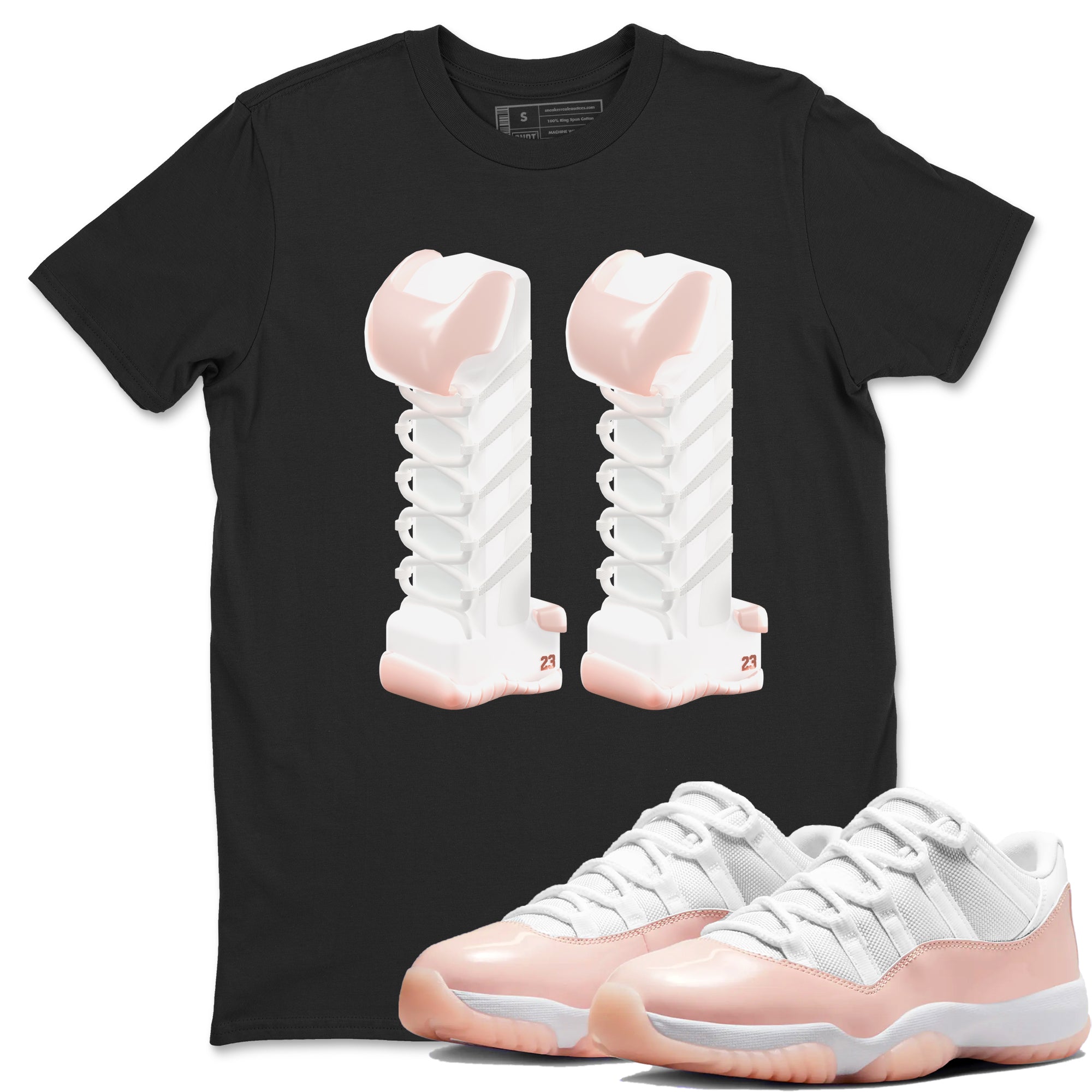 11s Legend Pink shirts to match jordans 3D Number 11 sneaker match tees Air Jordan 11 Legend Pink Drip Gear Zone streetwear brand Black 1 unisex cotton tee