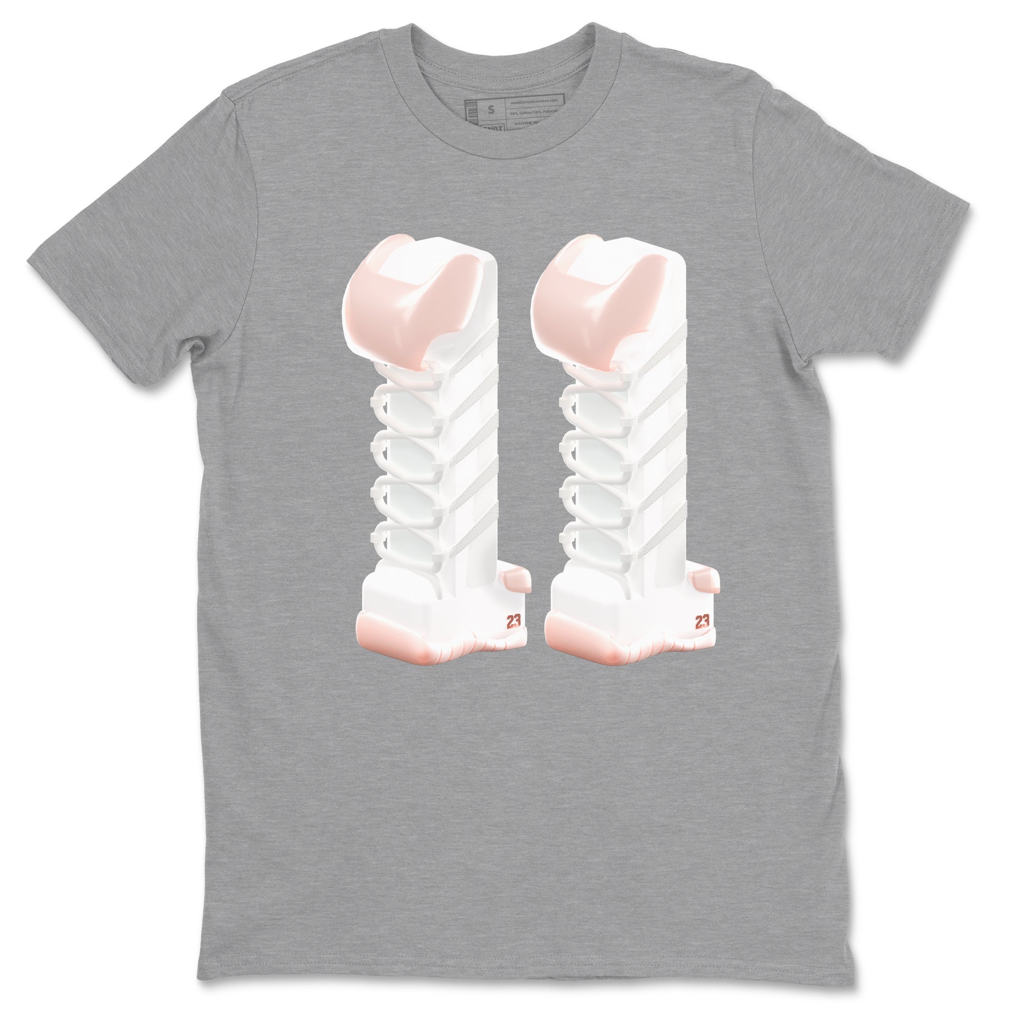 11s Legend Pink shirts to match jordans 3D Number 11 sneaker match tees Air Jordan 11 Legend Pink Drip Gear Zone streetwear brand Heather Grey 2 unisex cotton tee