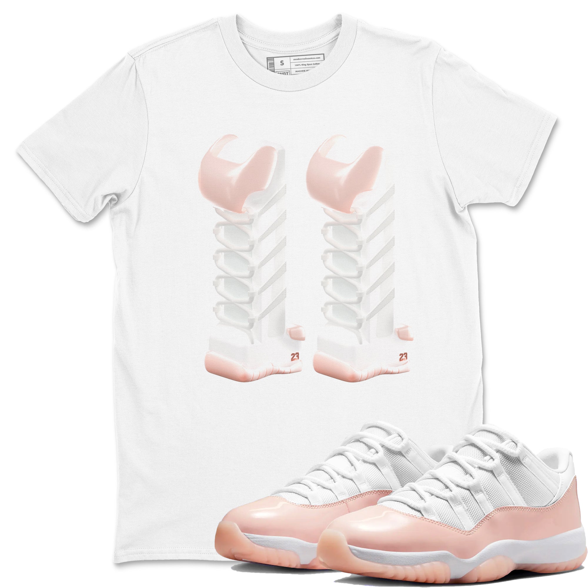 11s Legend Pink shirts to match jordans 3D Number 11 sneaker match tees Air Jordan 11 Legend Pink Drip Gear Zone streetwear brand White 1 unisex cotton tee