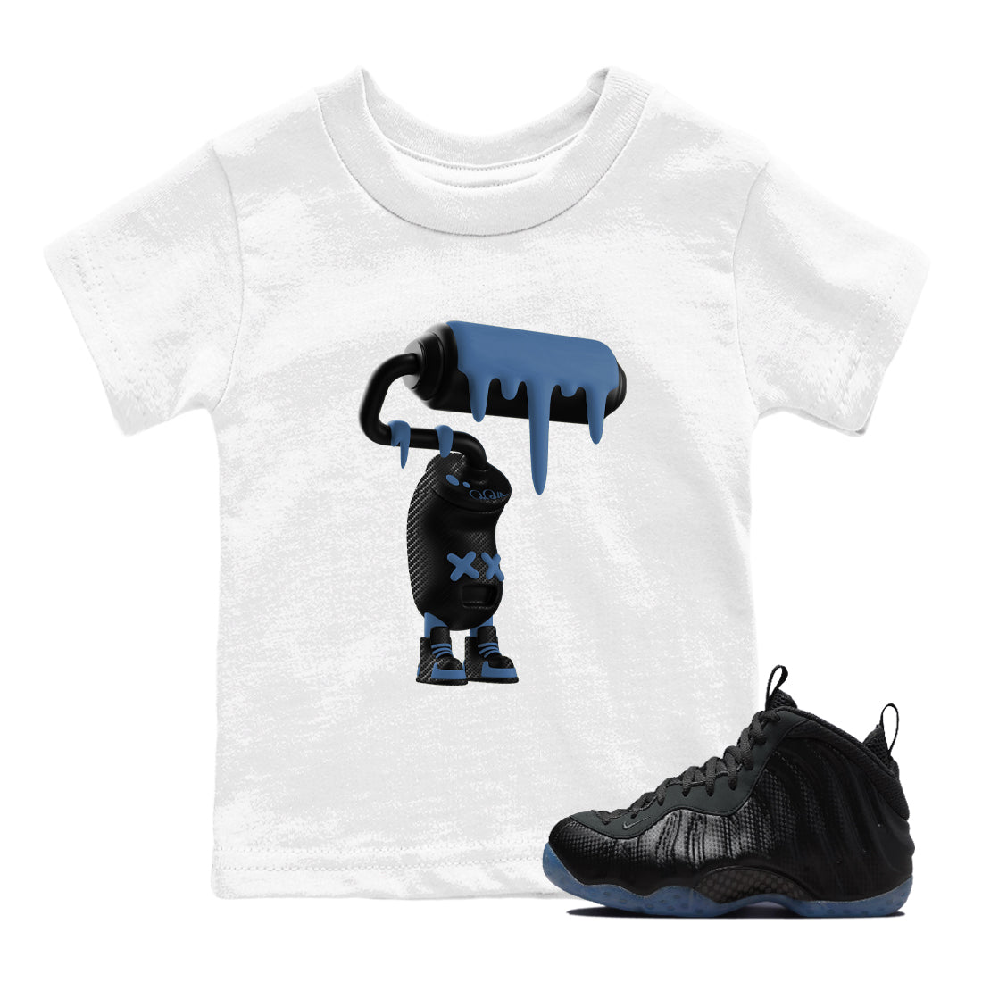 Sneaker Threads  Sneaker Tees To Match Air Foamposite One Carbon Fiber  3D Paint Roller Youth Graphic Tee White 1. Perfect for Jordan releases 2025 colorways.