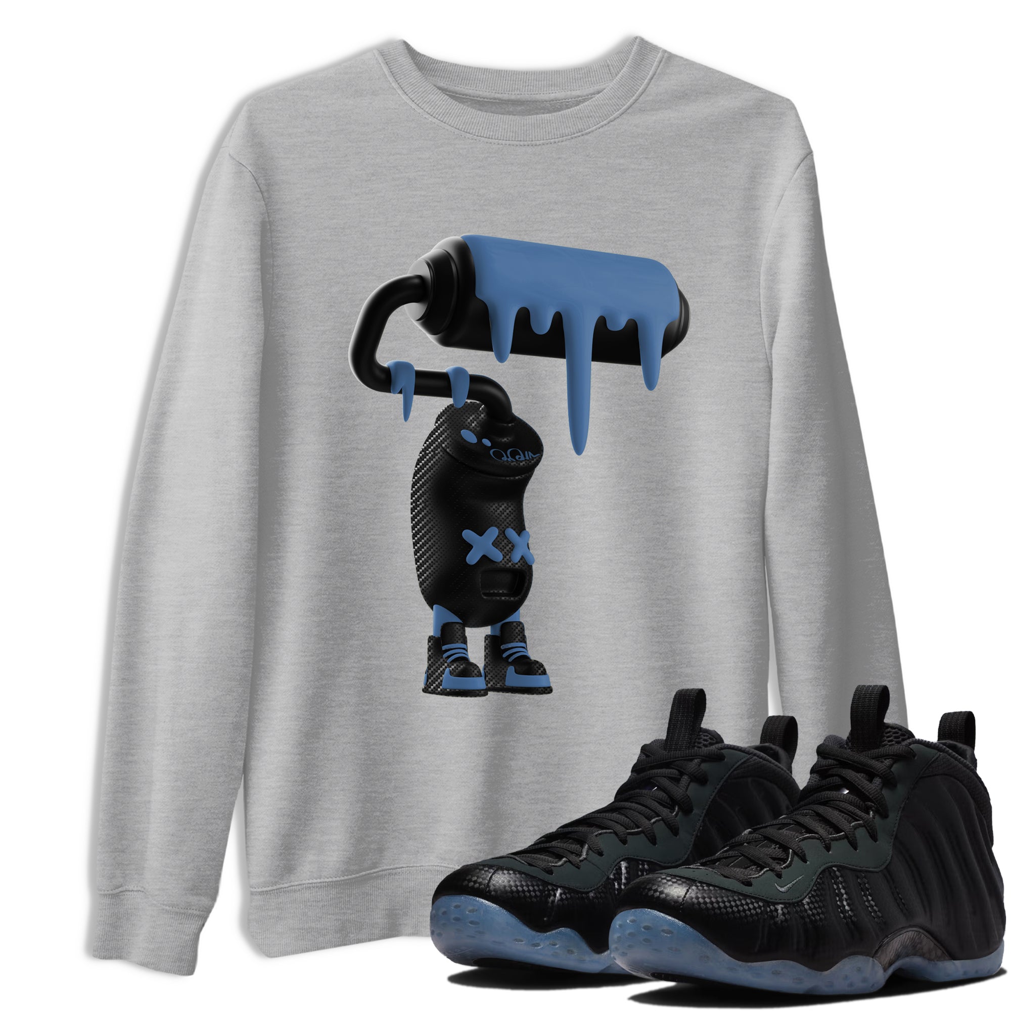 Sneaker Threads  Sneaker Tees To Match Air Foamposite One Carbon Fiber  3D Paint Roller Graphic Tee Heather Grey 1. Perfect for Jordan releases 2025 colorways.