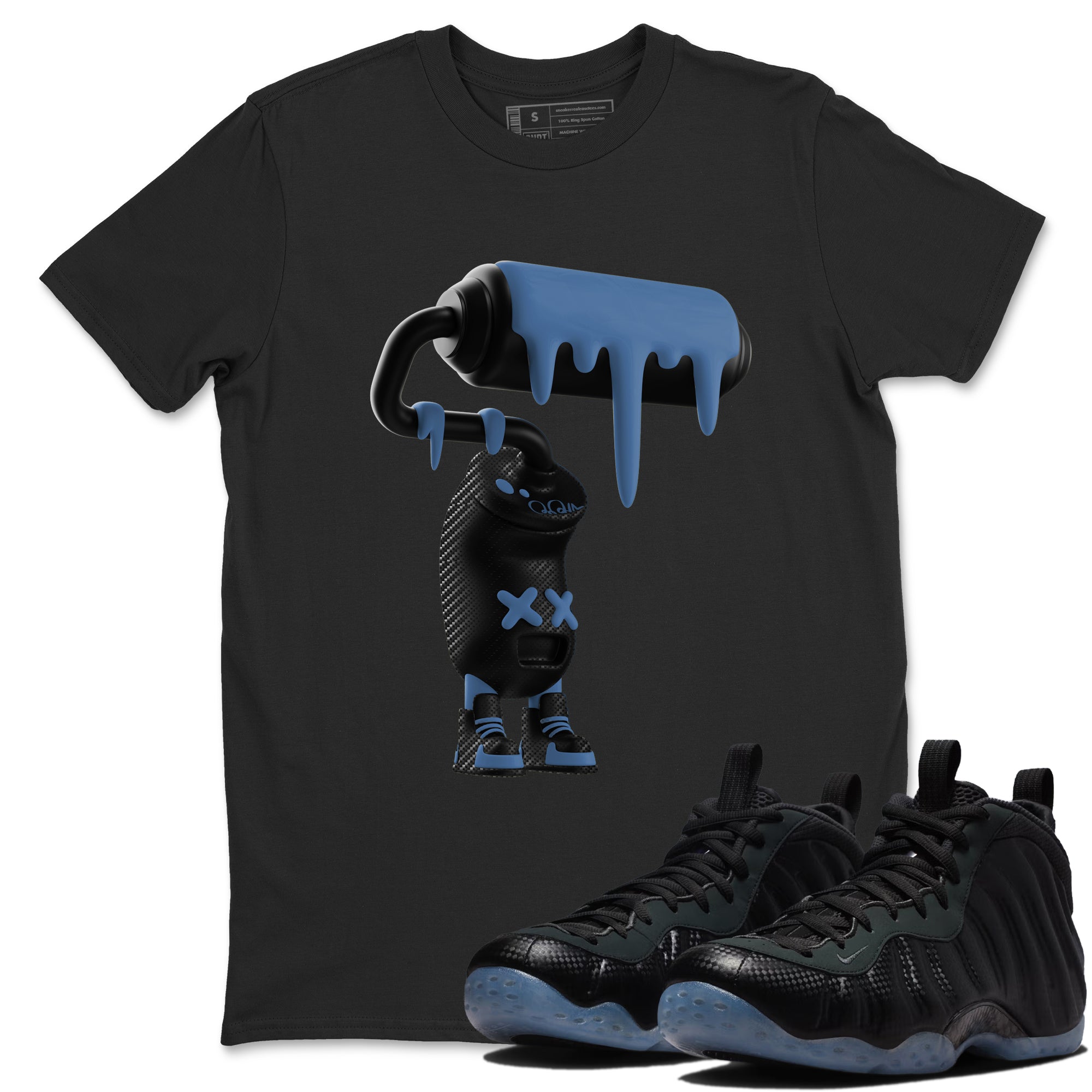 Sneaker Threads  Sneaker Tees To Match Air Foamposite One Carbon Fiber  3D Paint Roller Graphic Tee Black 1. Perfect for Jordan releases 2025 colorways.