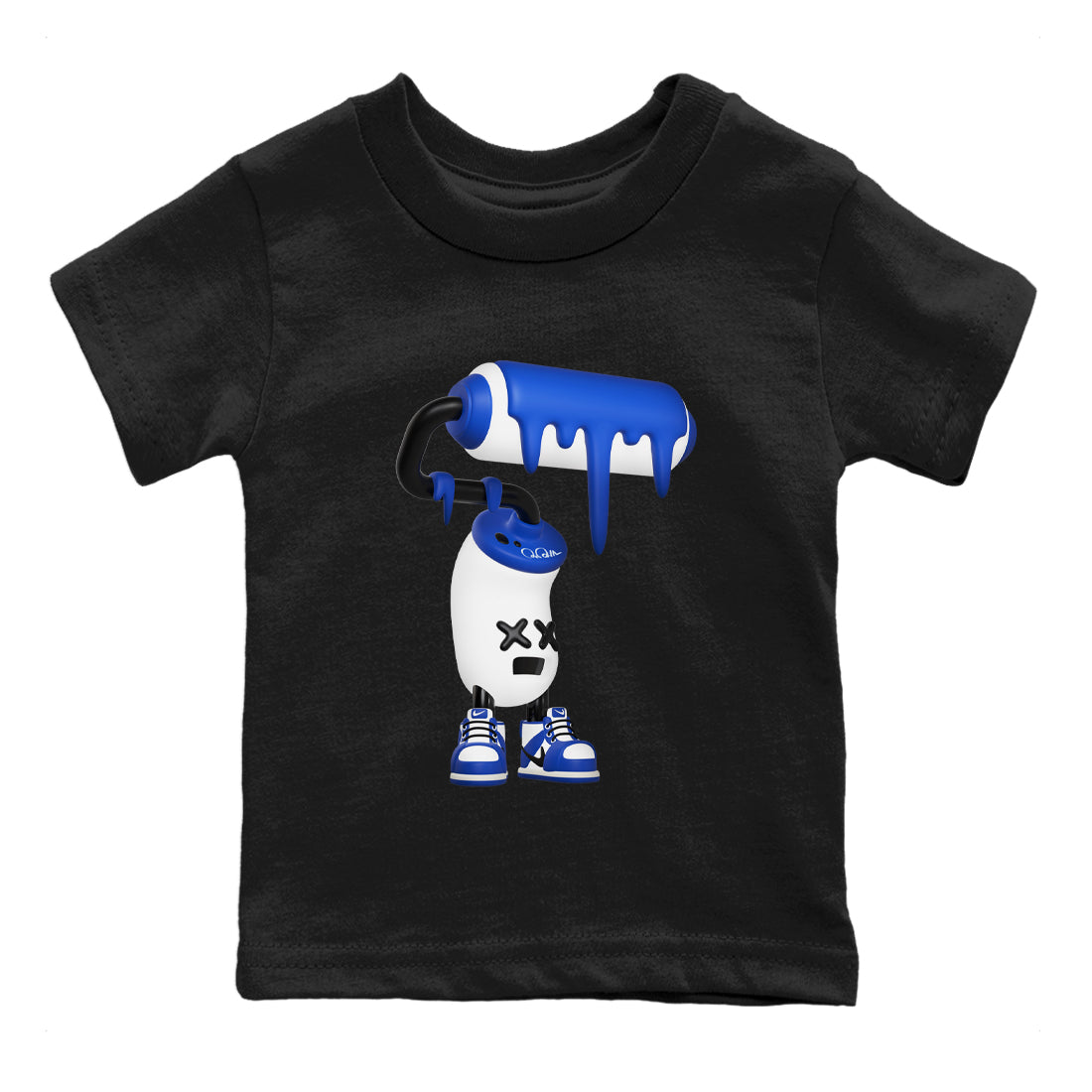 AJ1 Game Royal shirt to match jordans 3D Paint Roller sneaker tees Air Jordan 1 Game Royal Drip Gear Zone baby toddler Black 2 cotton Shirt