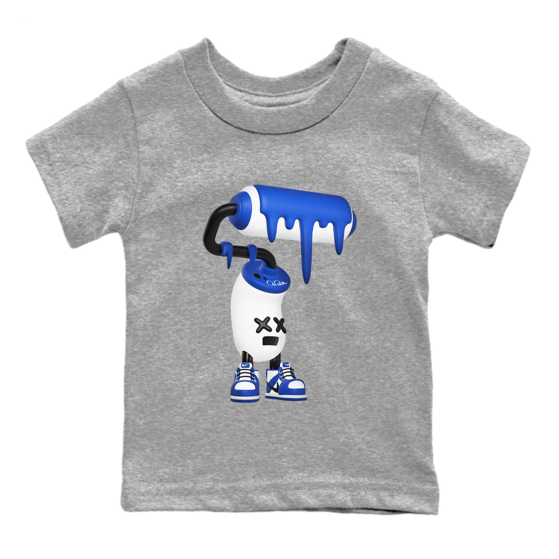 AJ1 Game Royal shirt to match jordans 3D Paint Roller sneaker tees Air Jordan 1 Game Royal Drip Gear Zone baby toddler Heather Grey 2 cotton Shirt