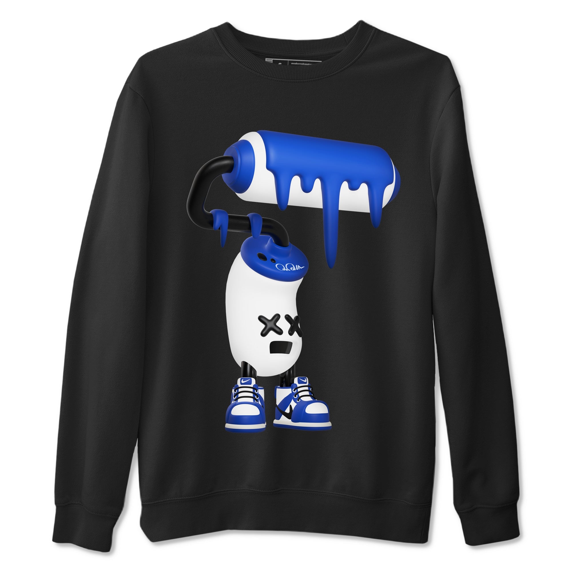 AJ1 Game Royal shirt to match jordans 3D Paint Roller sneaker tees Air Jordan 1 Game Royal Drip Gear Zone unisex cotton Black 2 crew neck shirt