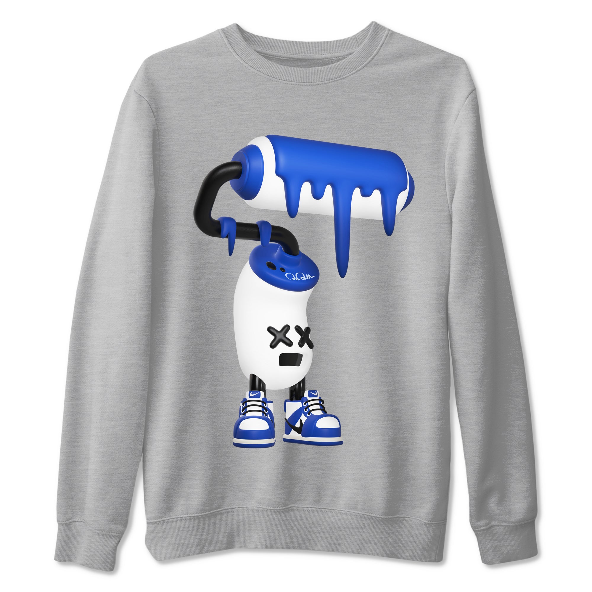 AJ1 Game Royal shirt to match jordans 3D Paint Roller sneaker tees Air Jordan 1 Game Royal Drip Gear Zone unisex cotton Heather Grey 2 crew neck shirt