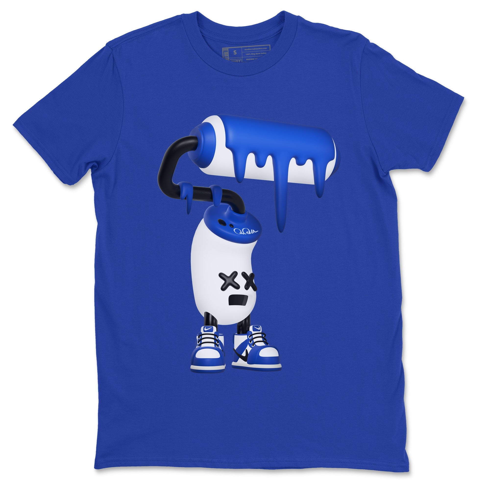 AJ1 Game Royal shirt to match jordans 3D Paint Roller sneaker tees Air Jordan 1 Game Royal Drip Gear Zone unisex cotton Royal Blue 2 crew neck shirt