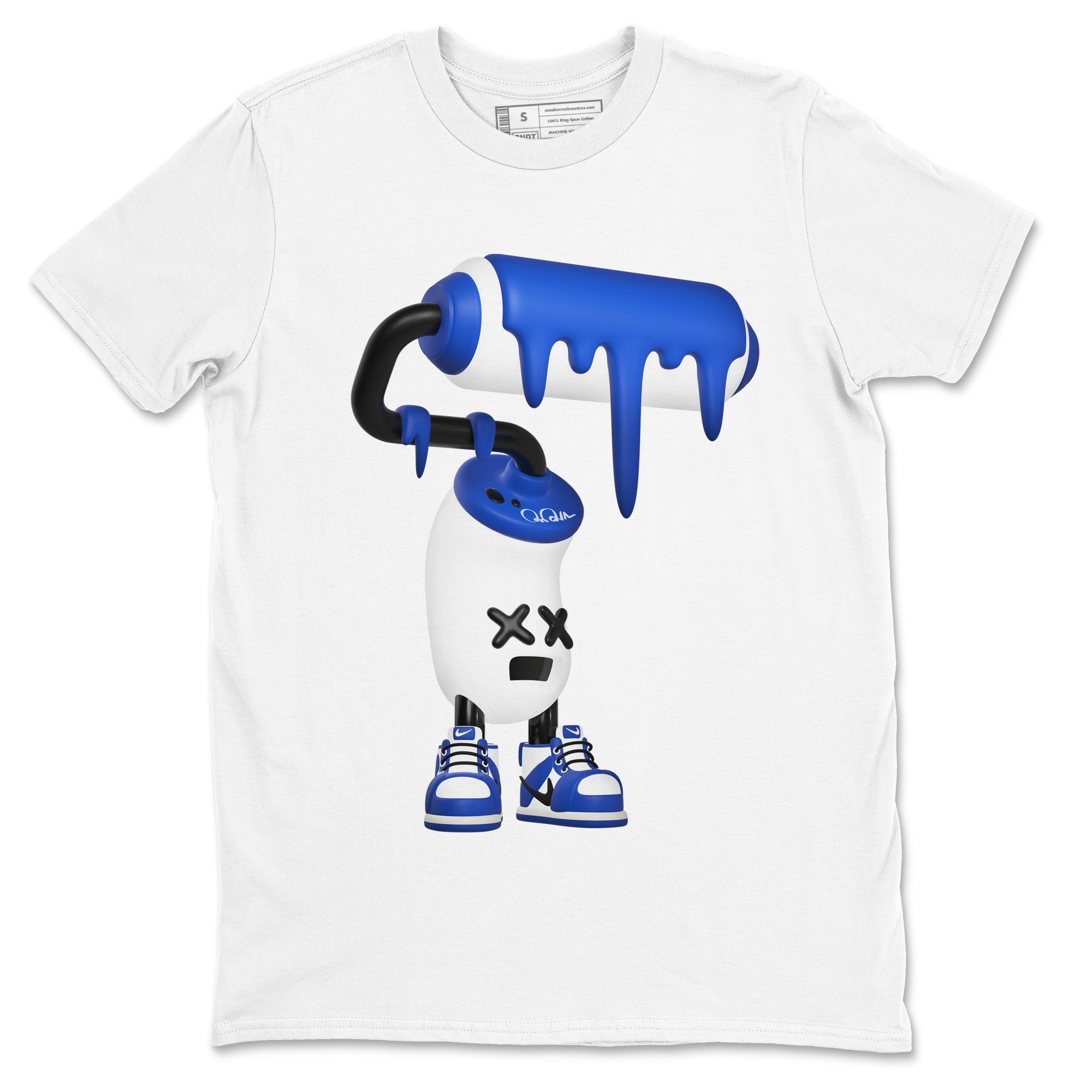 AJ1 Game Royal shirt to match jordans 3D Paint Roller sneaker tees Air Jordan 1 Game Royal Drip Gear Zone unisex cotton White 2 crew neck shirt