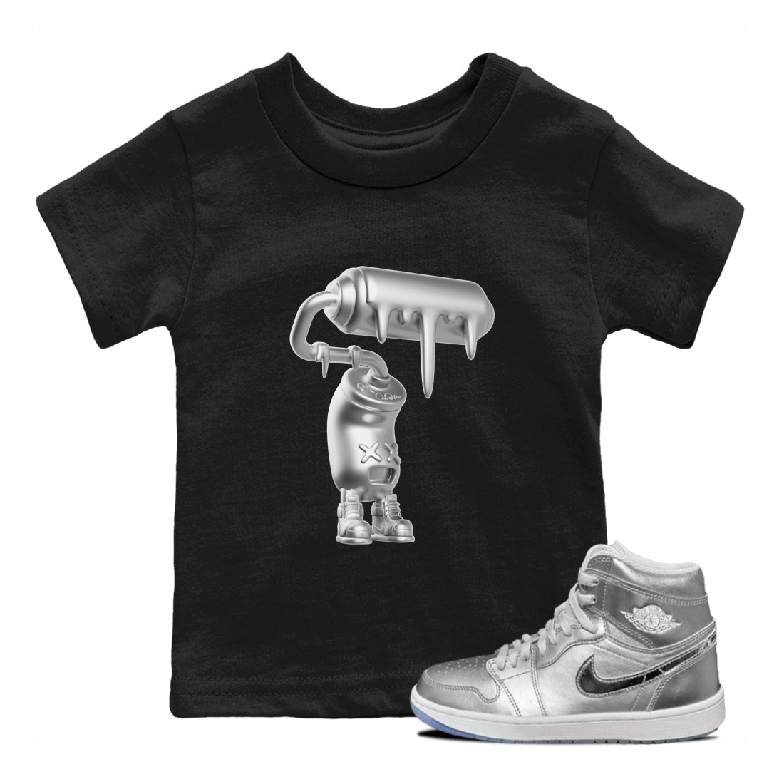 Air Jordan 1 Gift Giving shirt to match jordans 3D Paint Roller sneaker tees  Metal tees AJ1 Gift Giving Drip Gear Zone Baby Toddler Black 1 T-Shirt