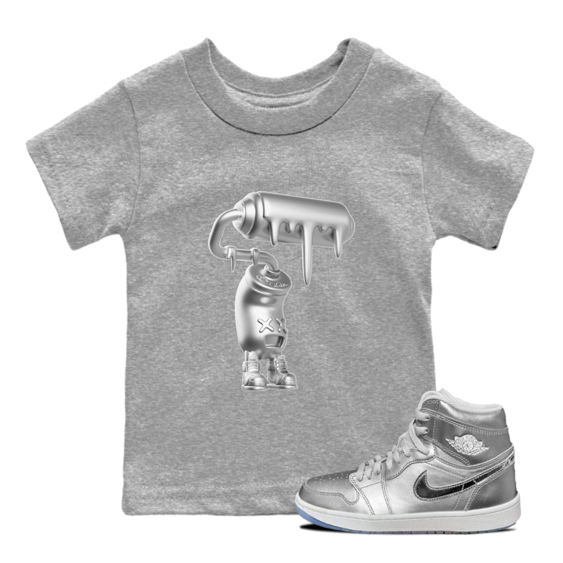 Air Jordan 1 Gift Giving shirt to match jordans 3D Paint Roller sneaker tees  Metal tees AJ1 Gift Giving Drip Gear Zone Baby Toddler Heather Grey 1 T-Shirt