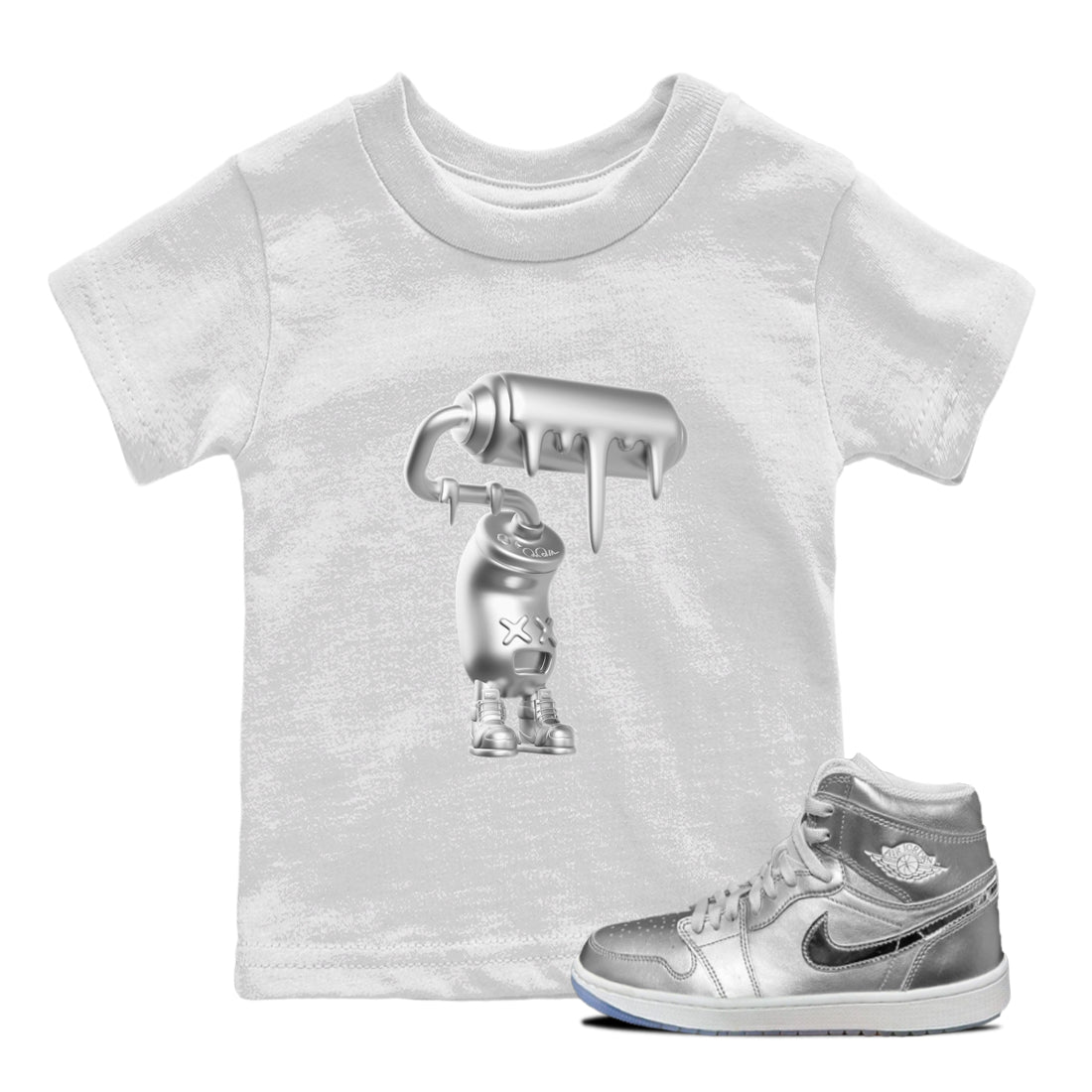 Air Jordan 1 Gift Giving shirt to match jordans 3D Paint Roller sneaker tees  Metal tees AJ1 Gift Giving Drip Gear Zone Baby Toddler White 1 T-Shirt