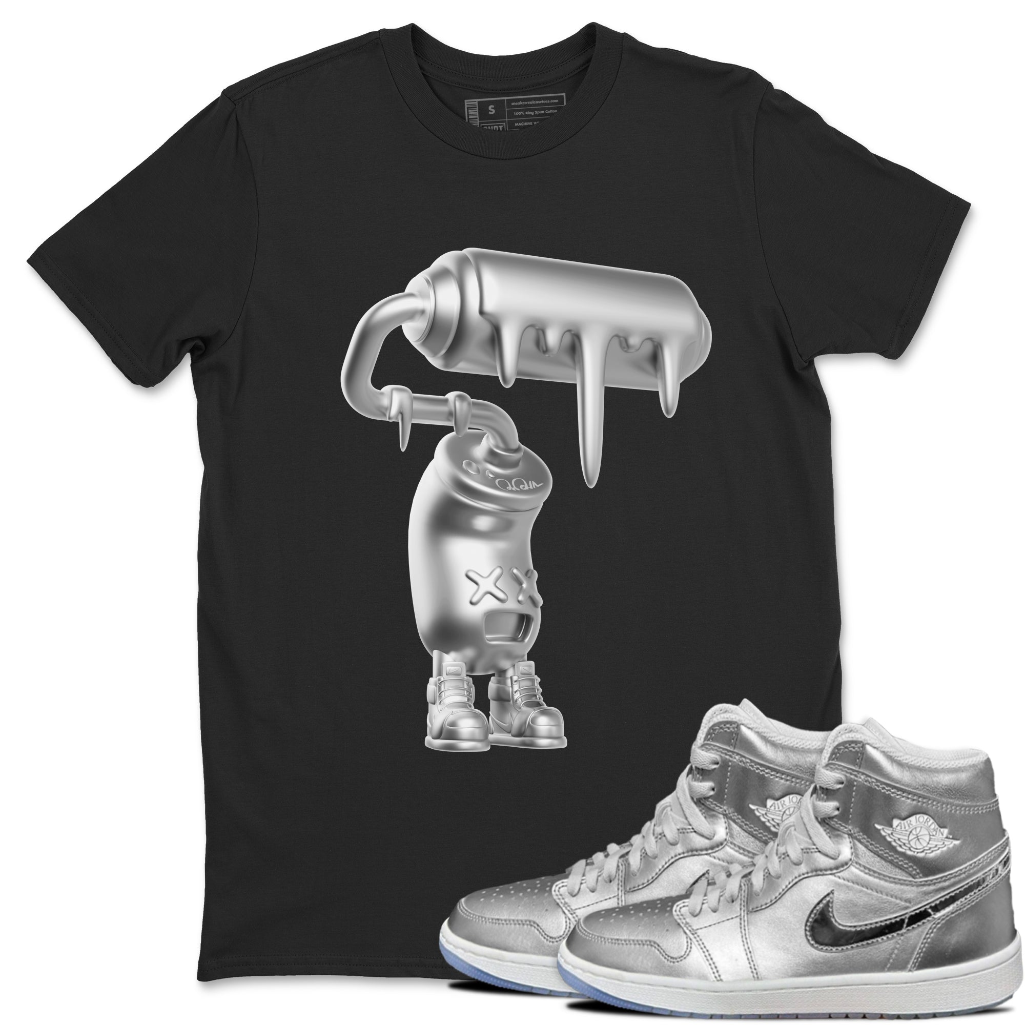 Air Jordan 1 Gift Giving shirt to match jordans 3D Paint Roller sneaker tees  Metal tees AJ1 Gift Giving Drip Gear Zone Unisex Black 1 T-Shirt
