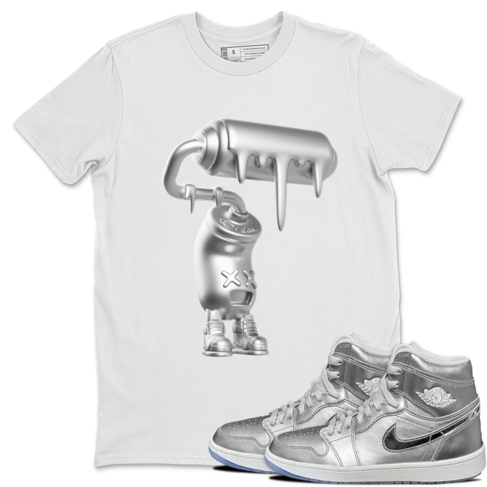 Air Jordan 1 Gift Giving shirt to match jordans 3D Paint Roller sneaker tees  Metal tees AJ1 Gift Giving Drip Gear Zone Unisex White 1 T-Shirt
