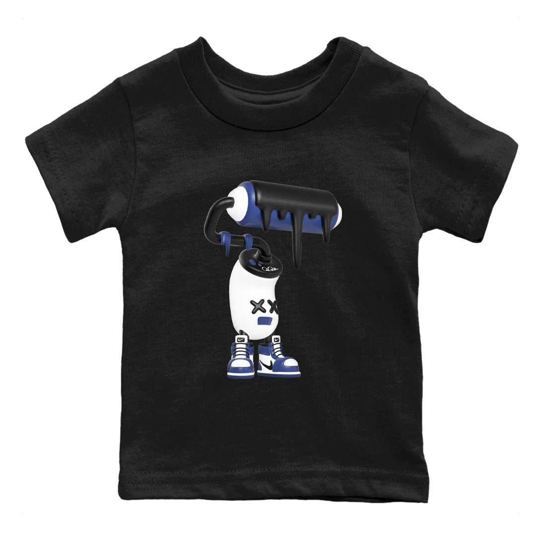 1s Midnight Navy shirts to match jordans 3D Paint Roller sneaker match tees Air Jordan 1 Midnight Navy match shoes to clothes Drip Gear Zone Youth Baby Black 2 tee