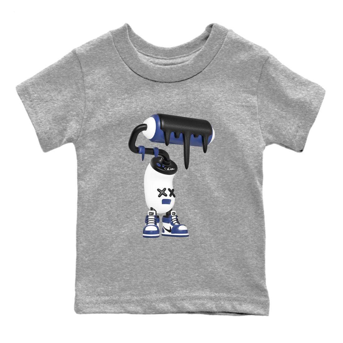 1s Midnight Navy shirts to match jordans 3D Paint Roller sneaker match tees Air Jordan 1 Midnight Navy match shoes to clothes Drip Gear Zone Youth Baby Heather Grey 2 tee
