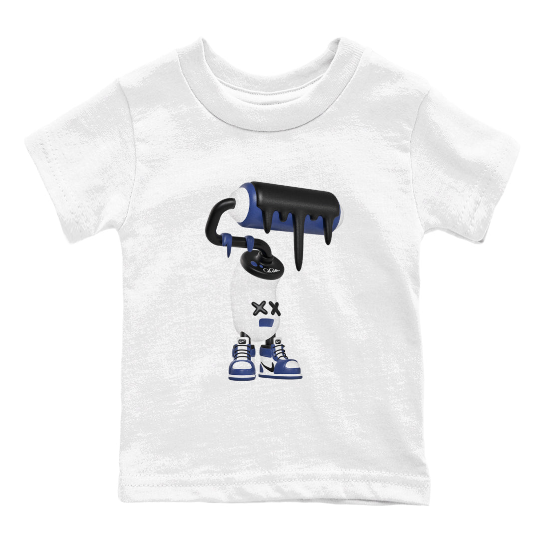 1s Midnight Navy shirts to match jordans 3D Paint Roller sneaker match tees Air Jordan 1 Midnight Navy match shoes to clothes Drip Gear Zone Youth Baby White 2 tee
