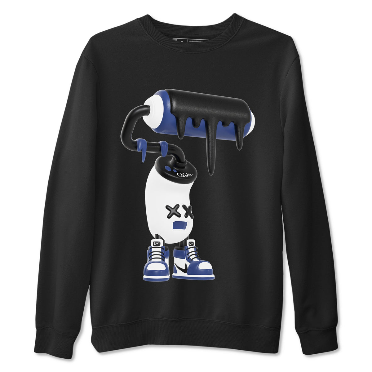 1s Midnight Navy shirts to match jordans 3D Paint Roller sneaker match tees Air Jordan 1 Midnight Navy match shoes to clothes Drip Gear Zone unisex cotton Black 2 shirts