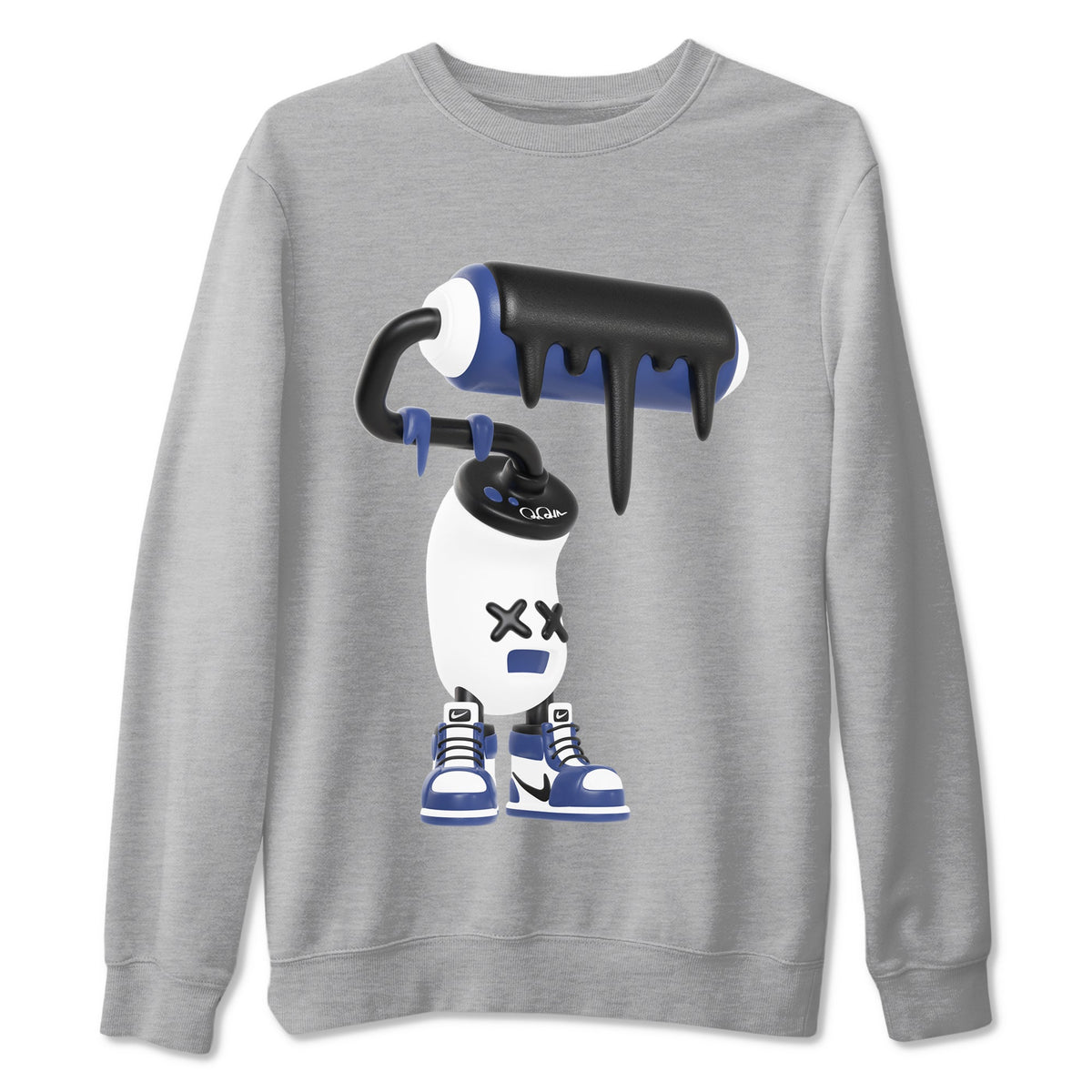 1s Midnight Navy shirts to match jordans 3D Paint Roller sneaker match tees Air Jordan 1 Midnight Navy match shoes to clothes Drip Gear Zone unisex cotton Heather Grey 2 shirts