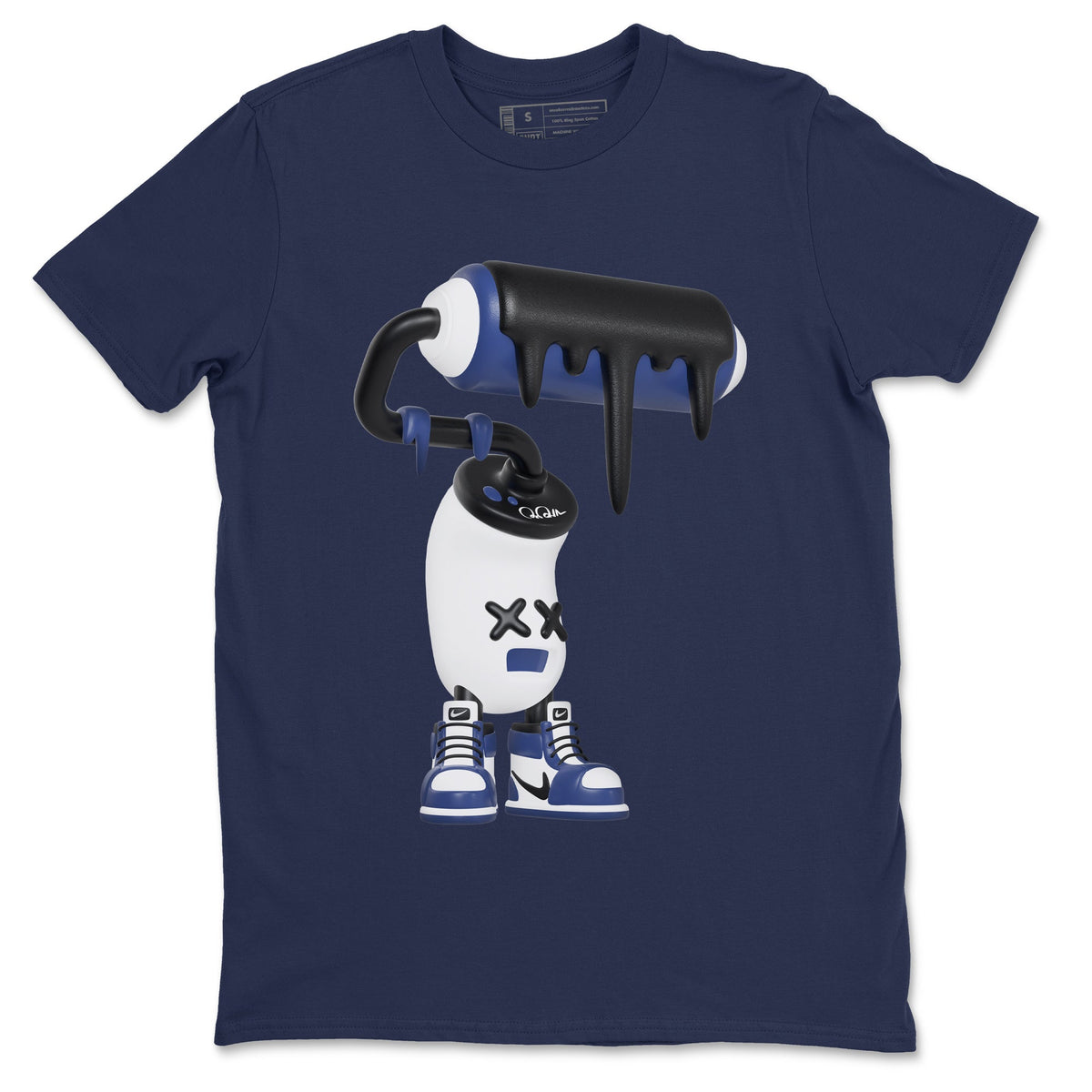 1s Midnight Navy shirts to match jordans 3D Paint Roller sneaker match tees Air Jordan 1 Midnight Navy match shoes to clothes Drip Gear Zone unisex cotton Navy 2 shirts